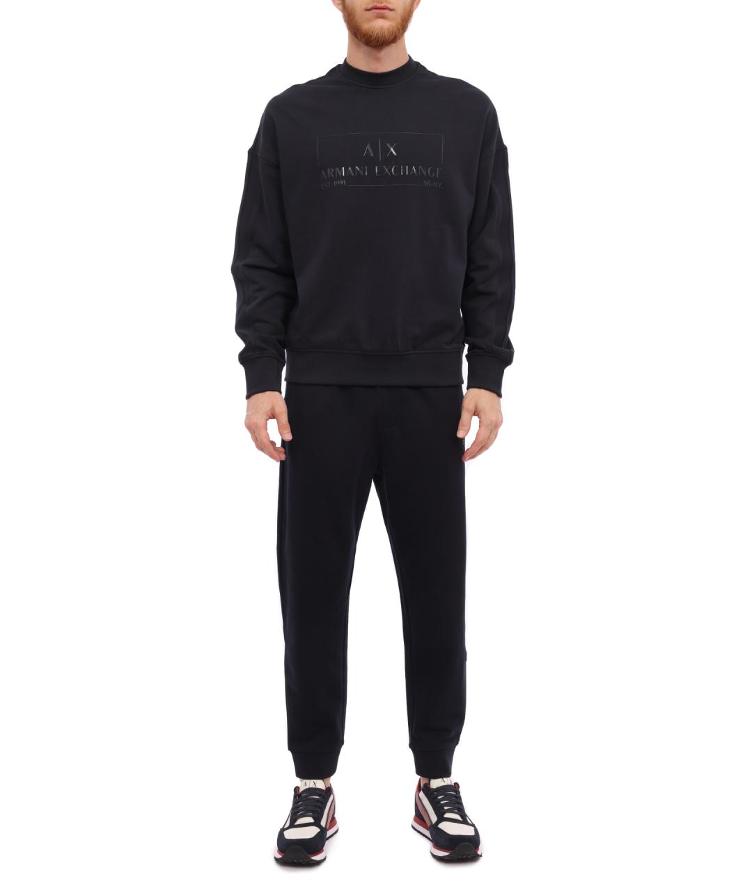 ARMANI EXCHANGE Черные хлопковые повседневные брюки, фото 2