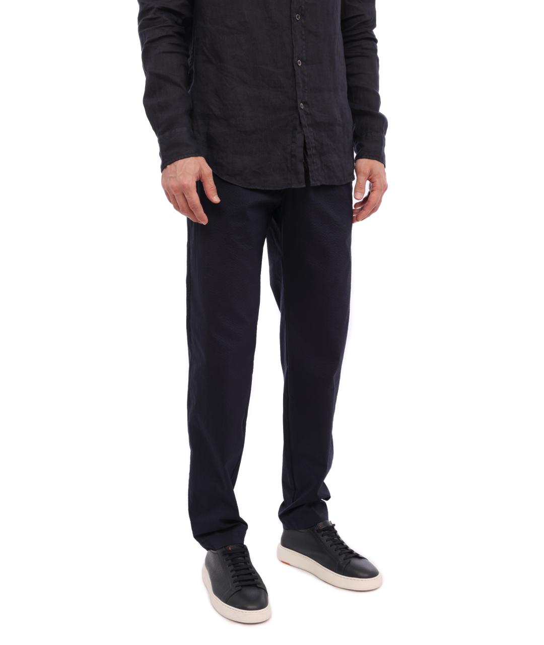 EMPORIO ARMANI Синие шерстяные повседневные брюки, фото 3