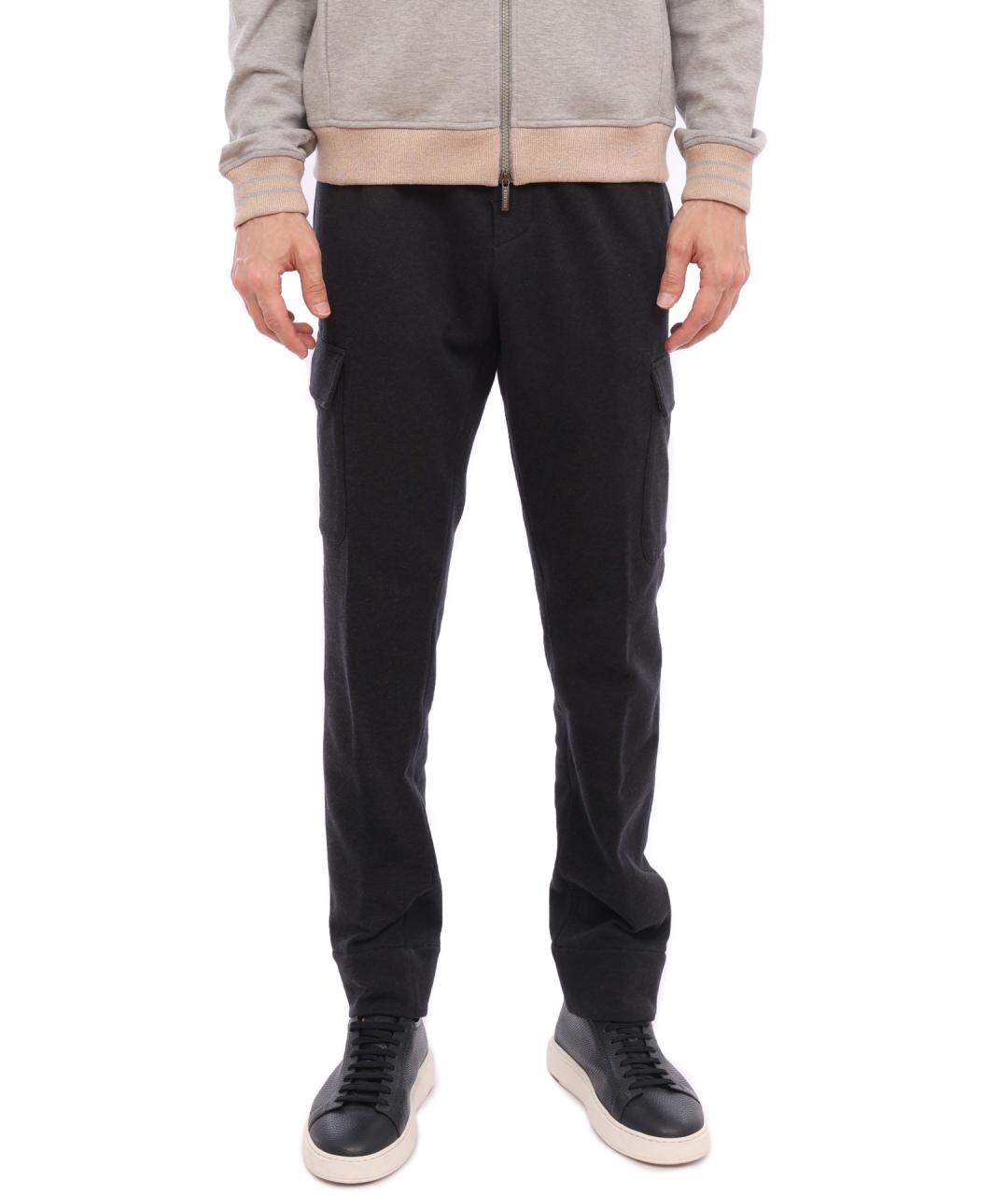 PESERICO Черные льняные повседневные брюки, фото 1