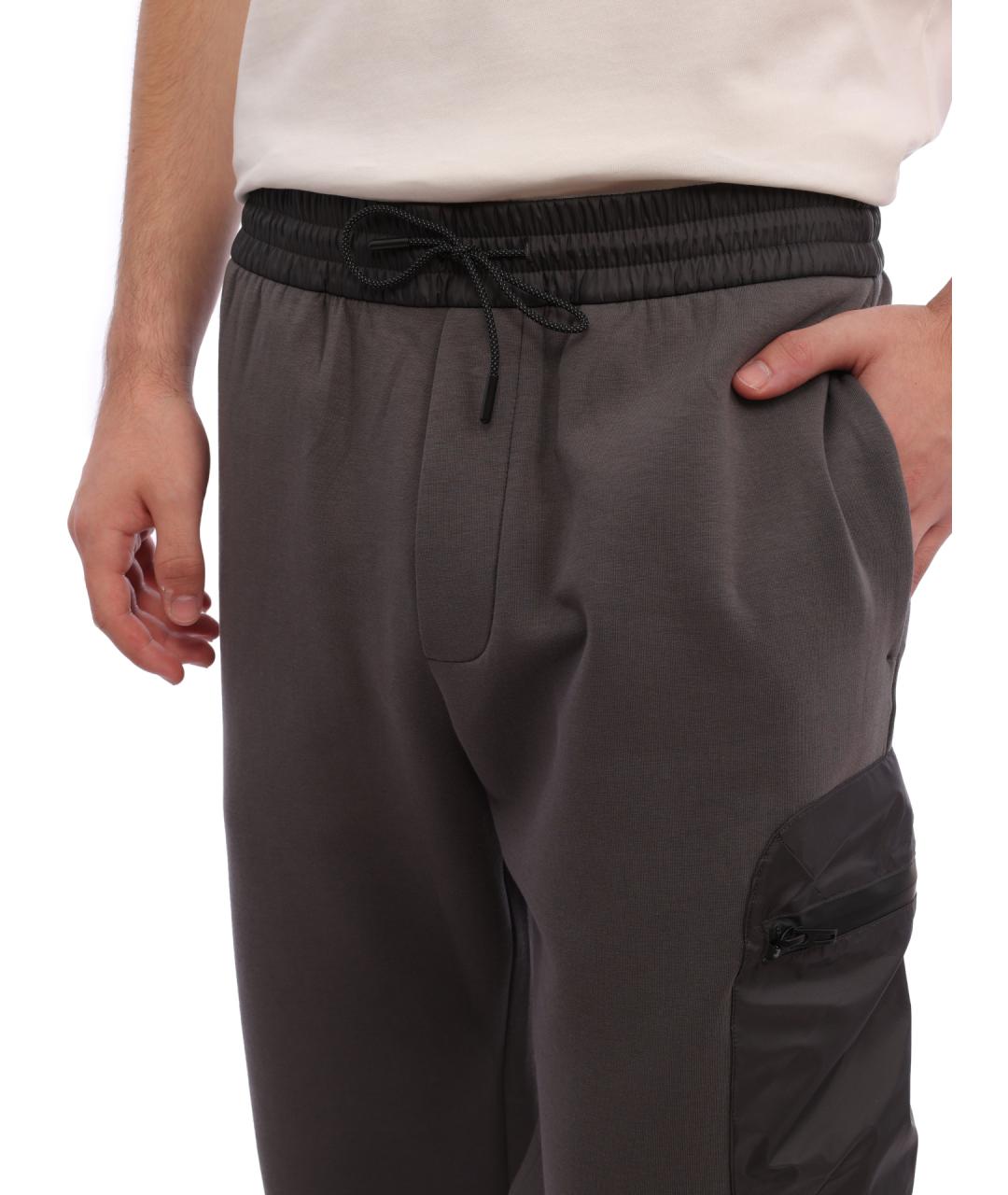 EMPORIO ARMANI Серые хлопковые повседневные брюки, фото 5