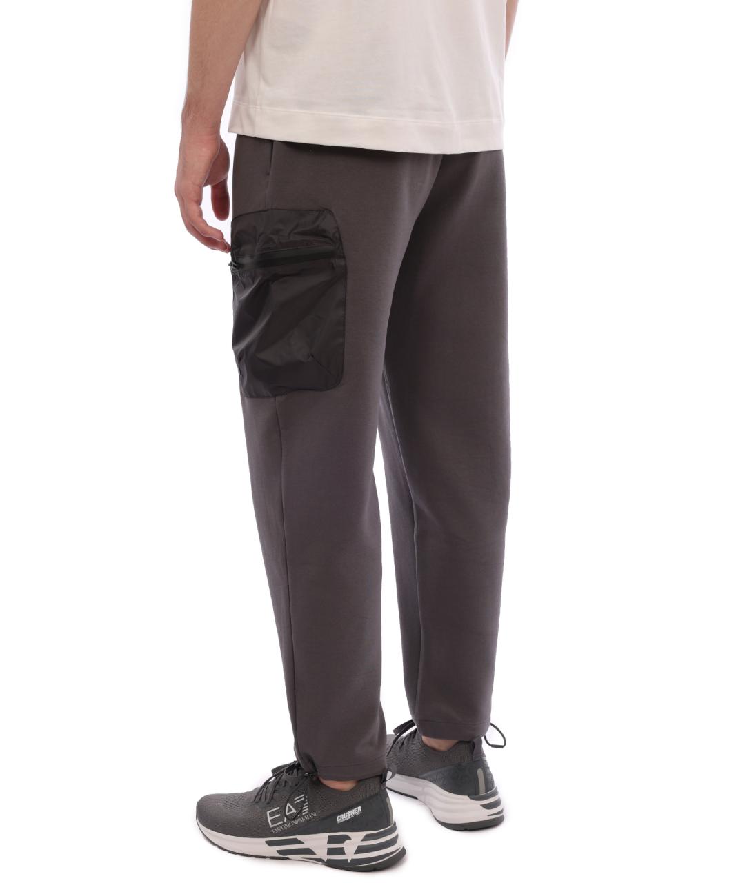 EMPORIO ARMANI Серые хлопковые повседневные брюки, фото 4