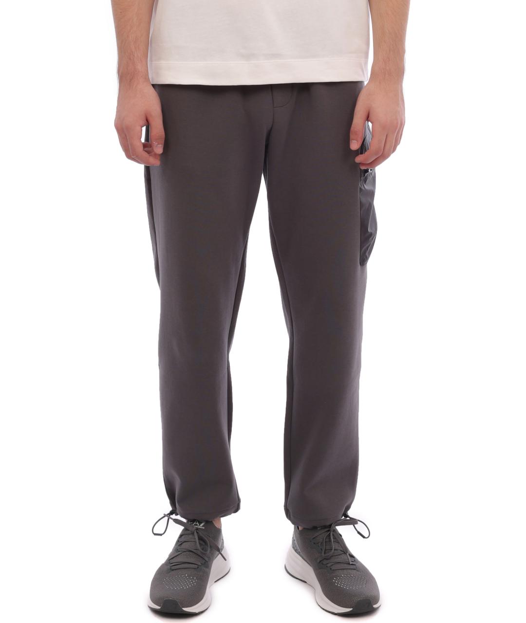 EMPORIO ARMANI Серые хлопковые повседневные брюки, фото 1