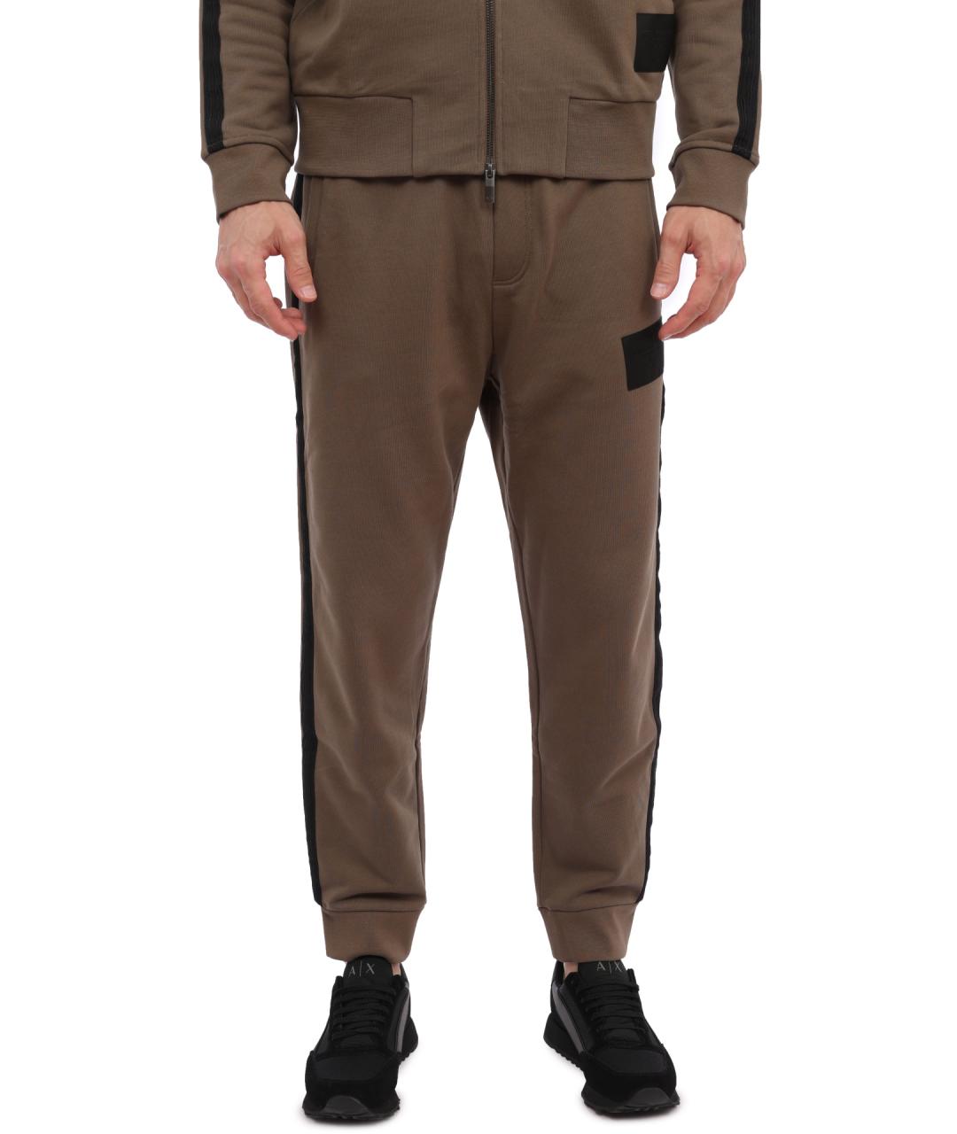 ARMANI EXCHANGE Коричневые хлопковые повседневные брюки, фото 1
