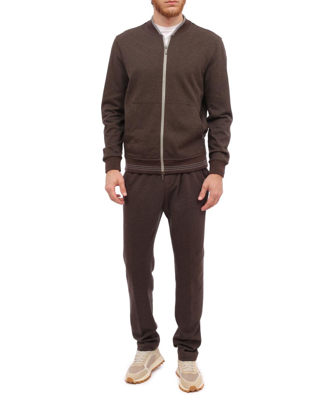 PESERICO Коричневые хлопковые повседневные брюки, фото 2