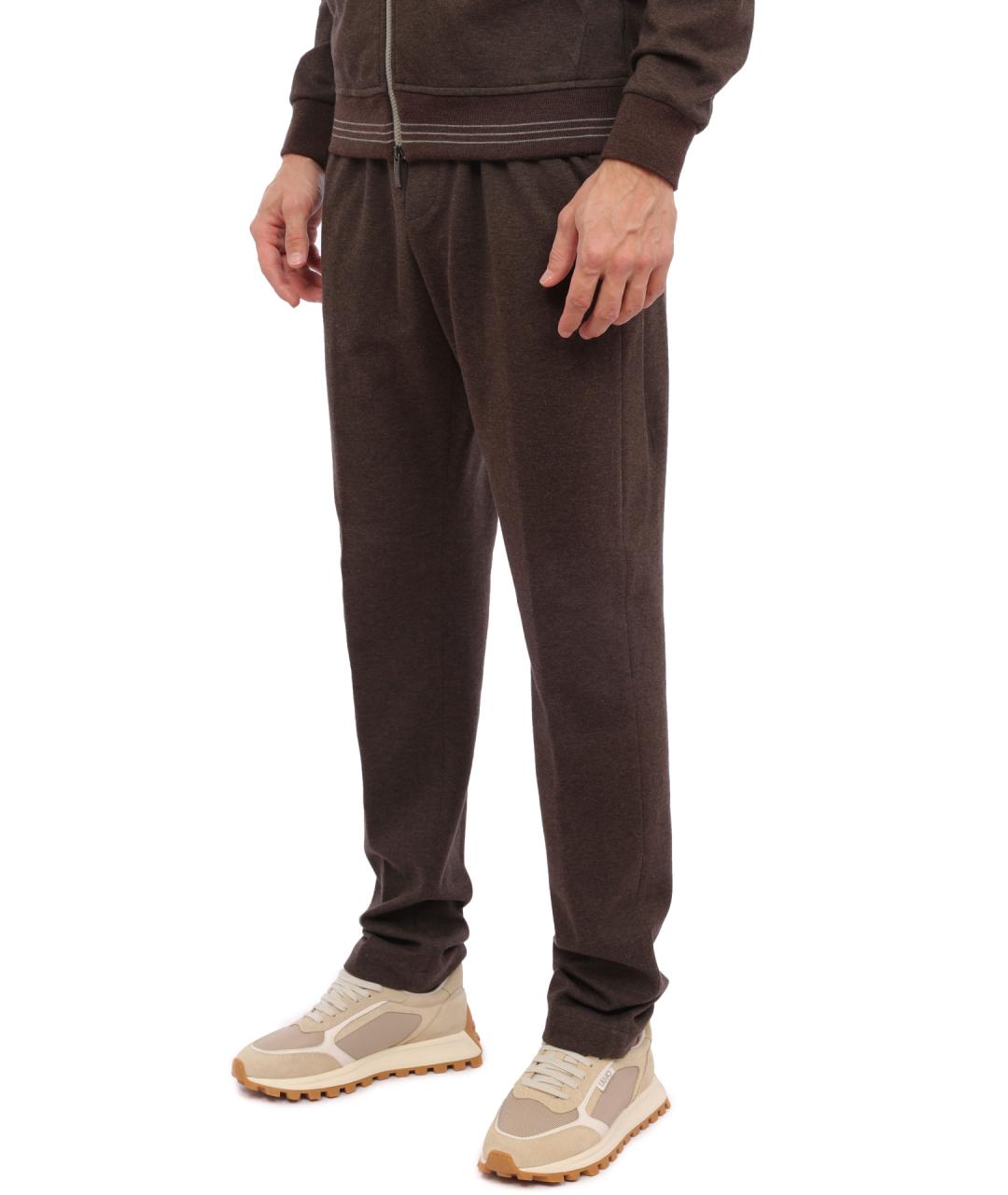 PESERICO Коричневые хлопковые повседневные брюки, фото 3