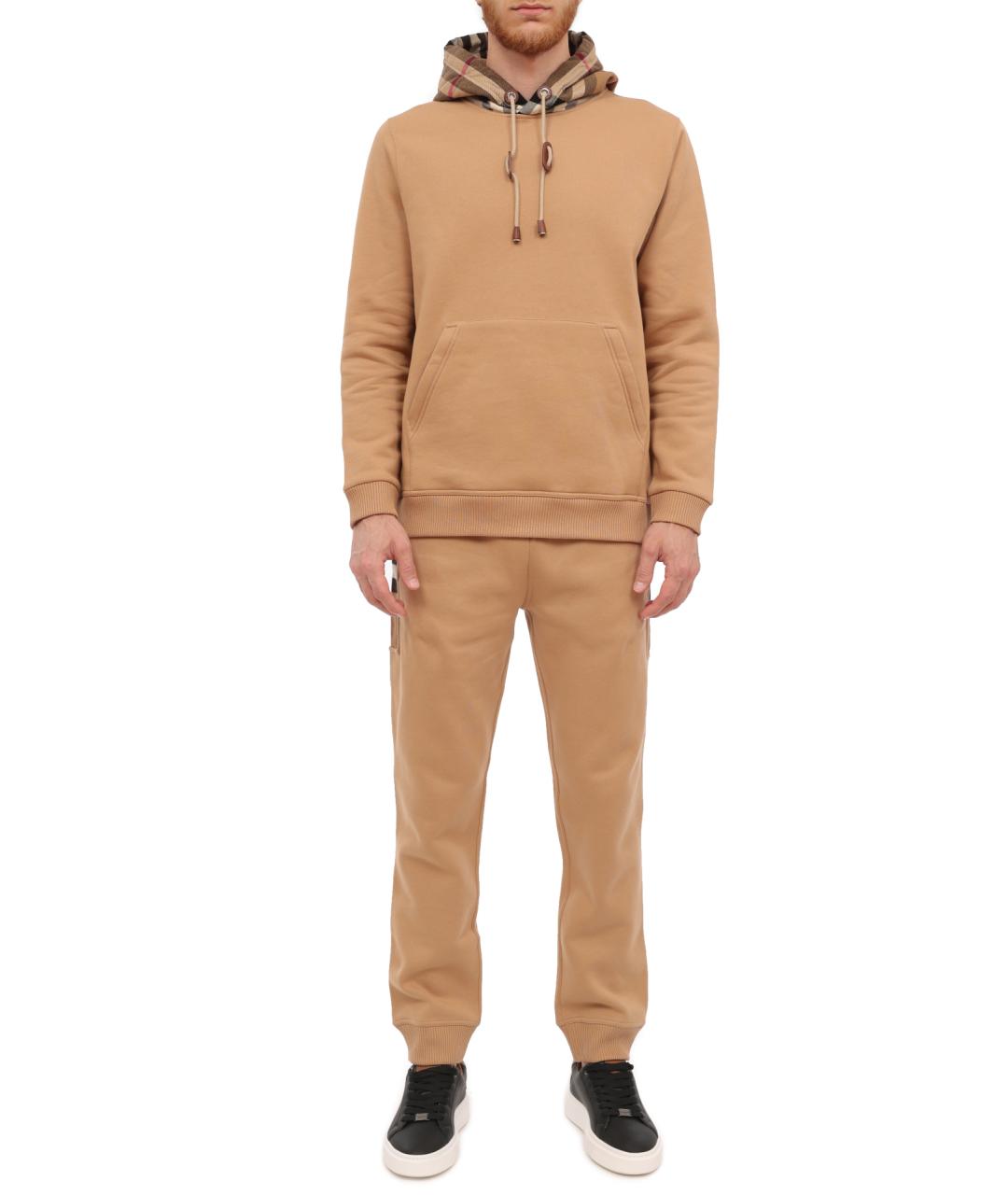 BURBERRY Бежевые хлопковые повседневные брюки, фото 2