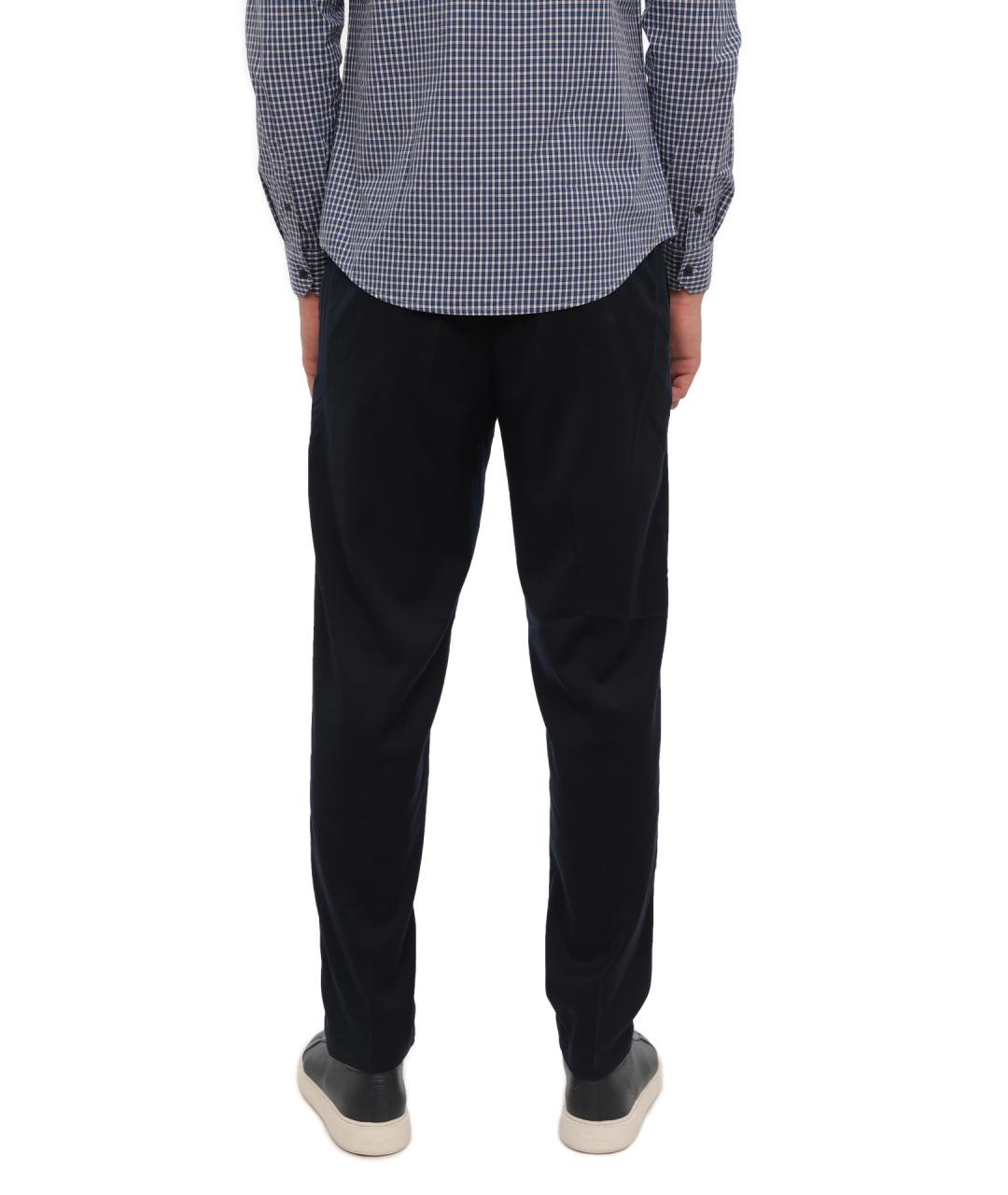 ARMANI EXCHANGE Темно-синие шерстяные повседневные брюки, фото 4