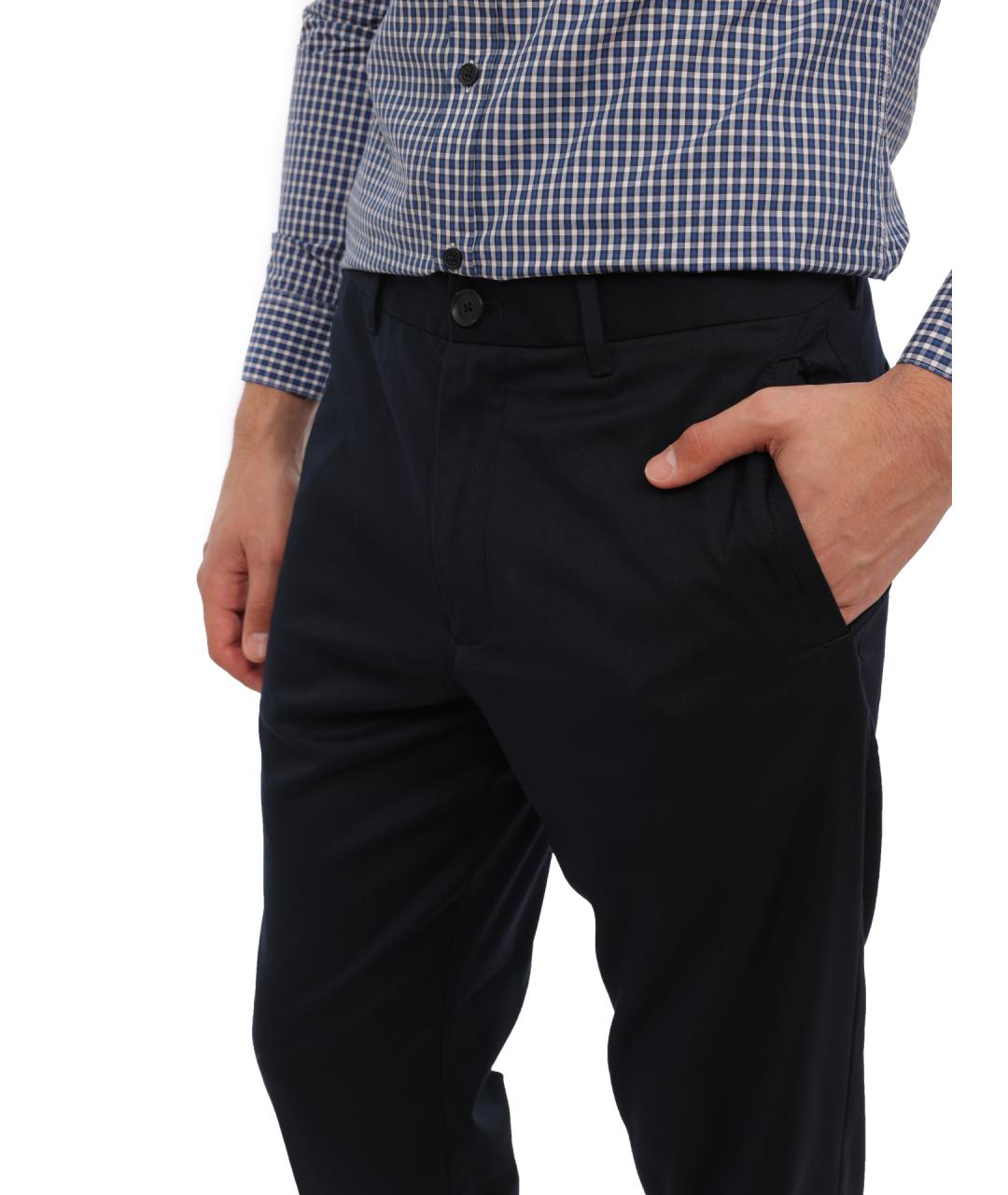 ARMANI EXCHANGE Темно-синие шерстяные повседневные брюки, фото 5