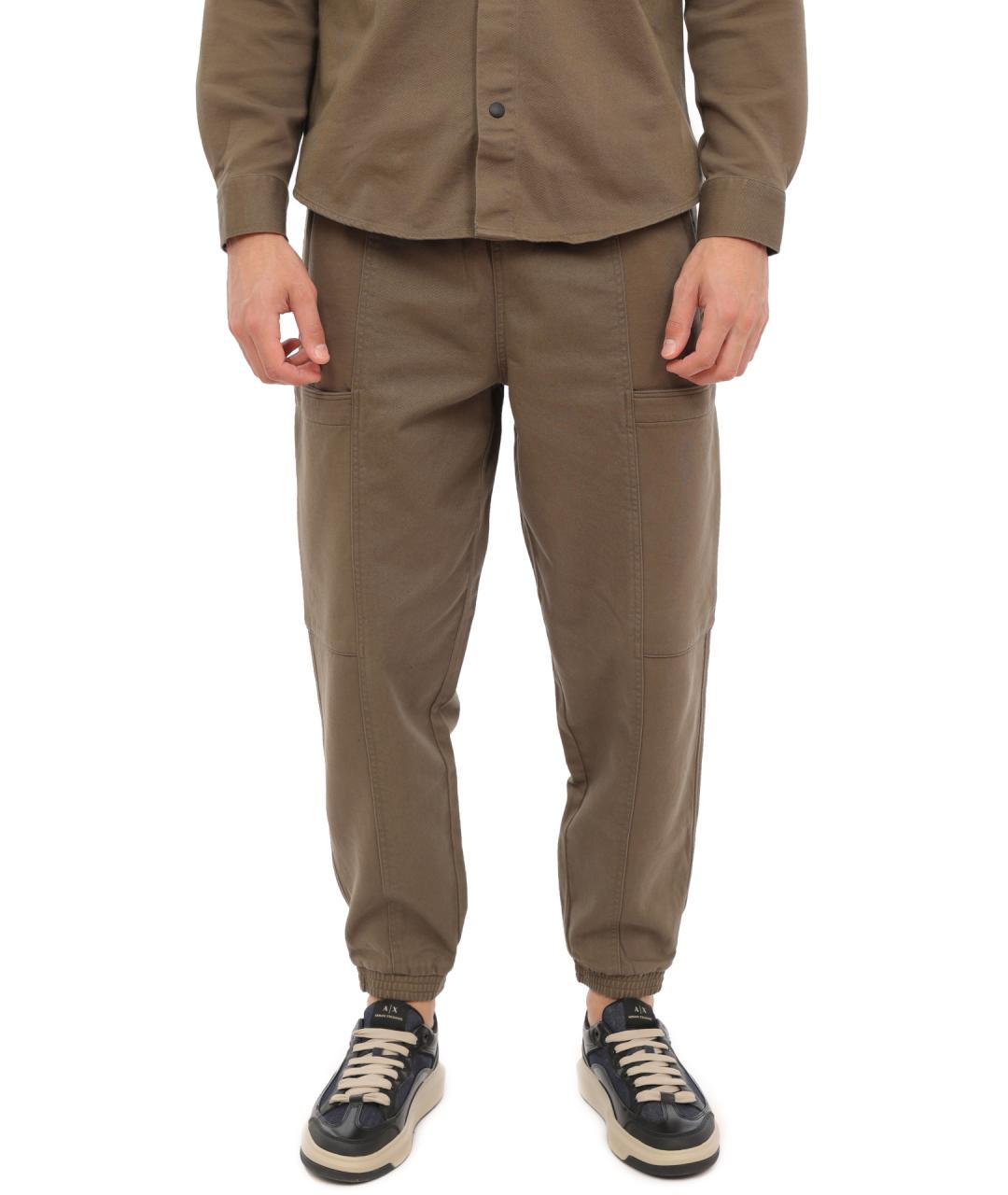 ARMANI EXCHANGE Коричневые хлопковые повседневные брюки, фото 1
