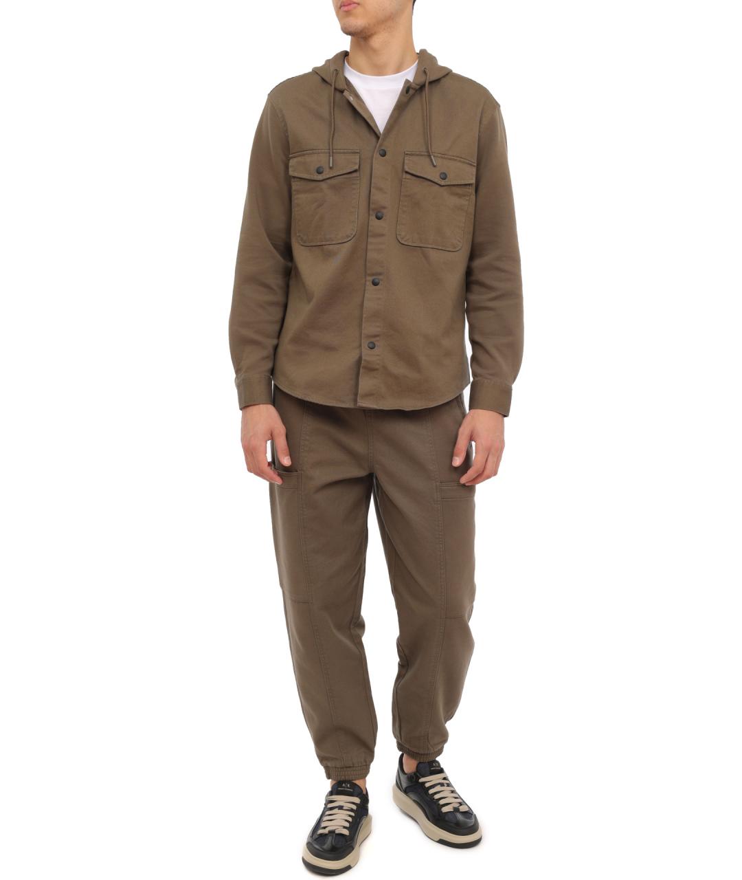 ARMANI EXCHANGE Коричневые хлопковые повседневные брюки, фото 2