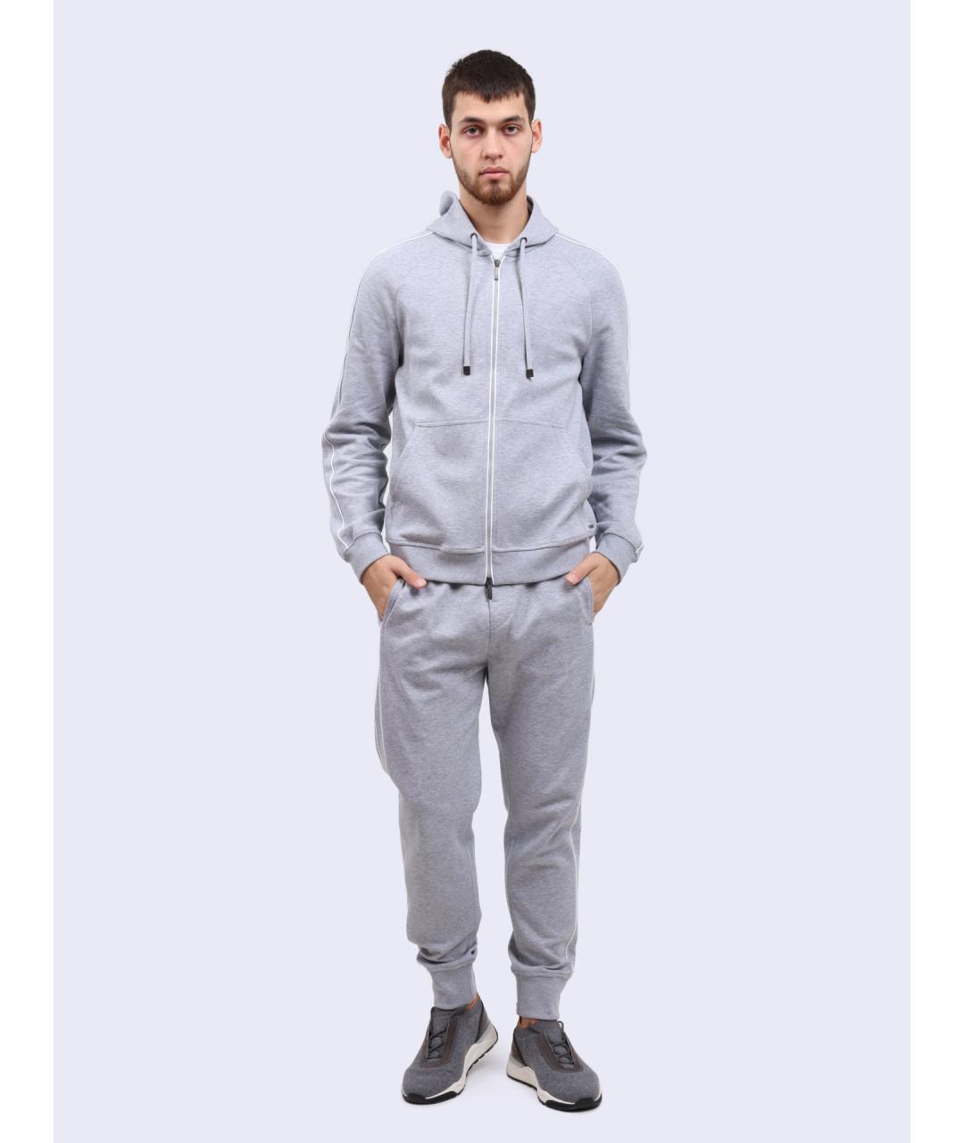 PESERICO Серые хлопковые повседневные брюки, фото 2