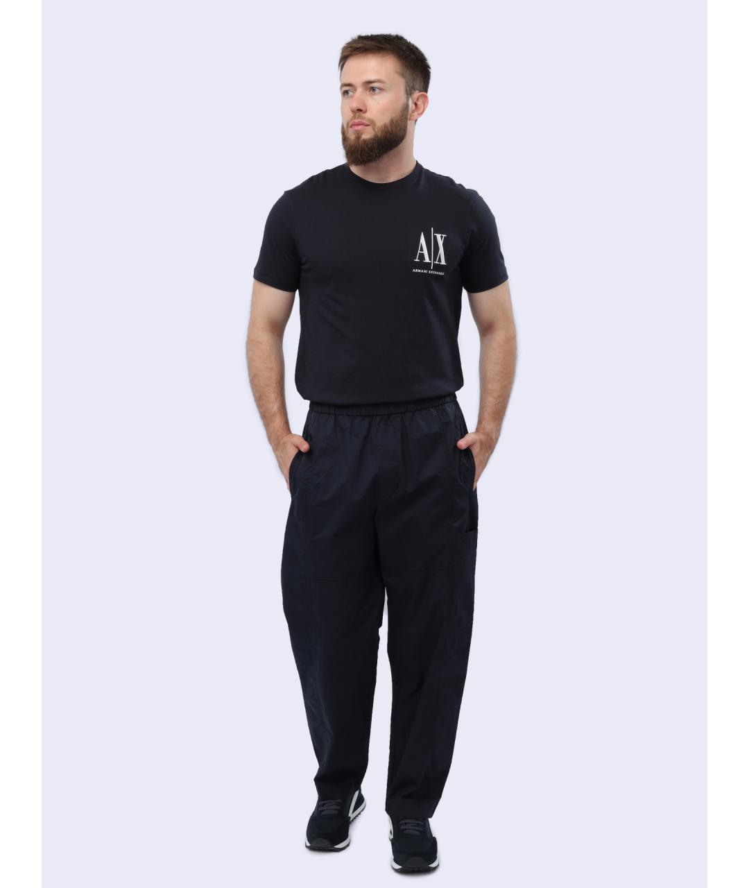 ARMANI EXCHANGE Темно-синие хлопковые повседневные брюки, фото 2