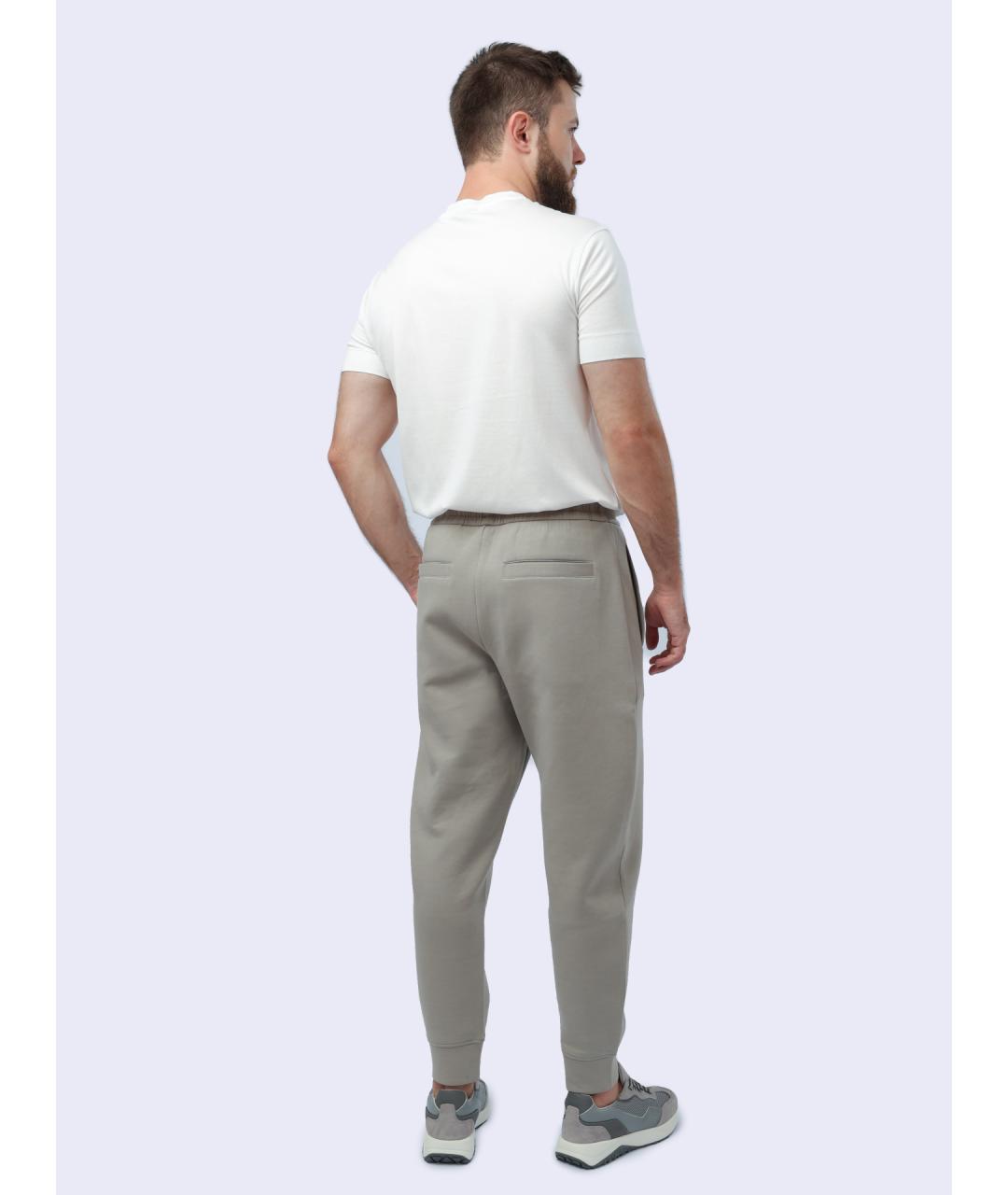 EMPORIO ARMANI Бежевые хлопковые повседневные брюки, фото 7