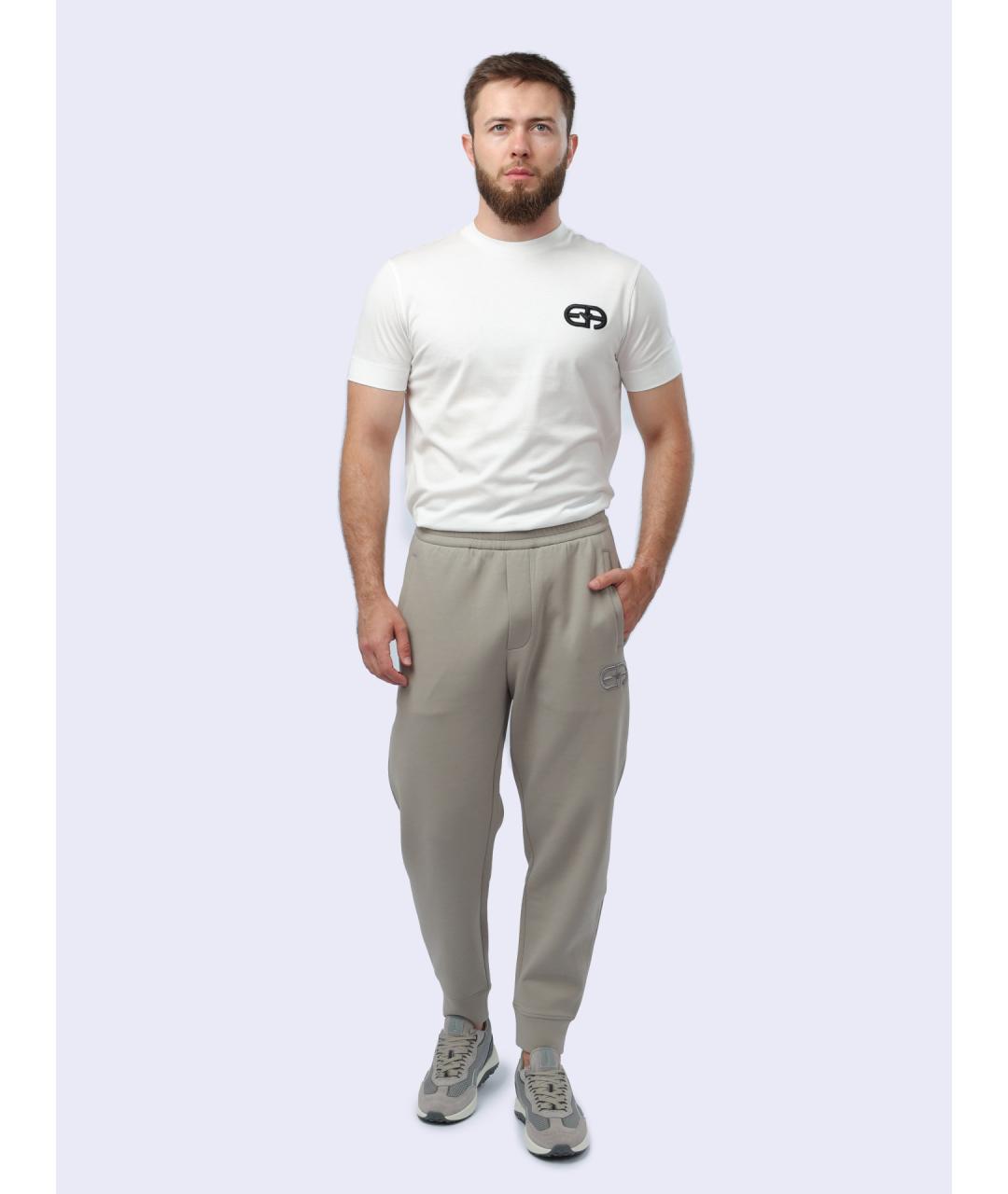 EMPORIO ARMANI Бежевые хлопковые повседневные брюки, фото 2