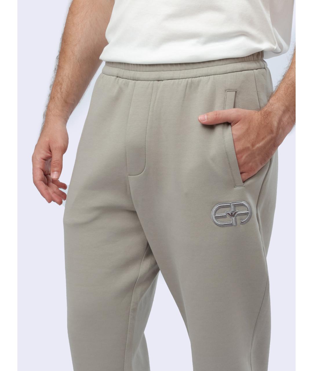 EMPORIO ARMANI Бежевые хлопковые повседневные брюки, фото 4