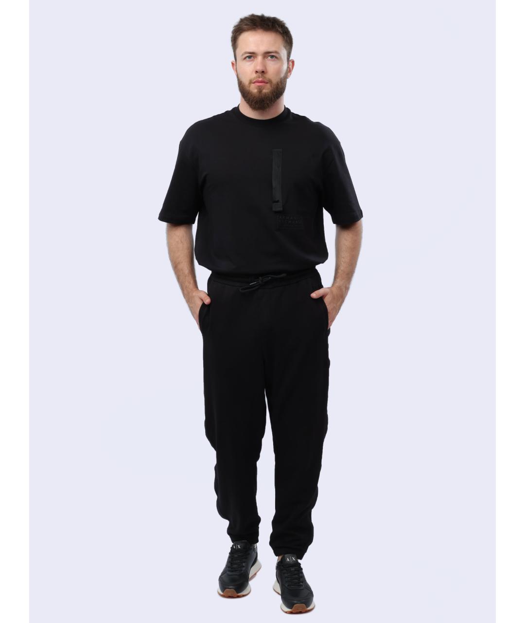 ARMANI EXCHANGE Черные хлопковые повседневные брюки, фото 2