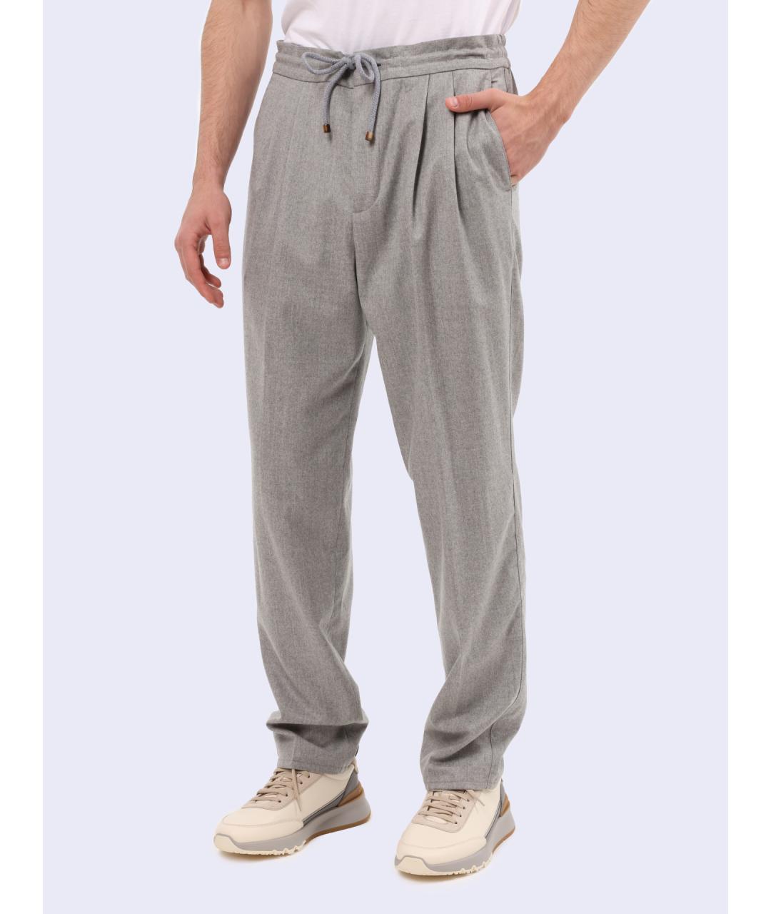 BRUNELLO CUCINELLI Серые повседневные брюки, фото 3