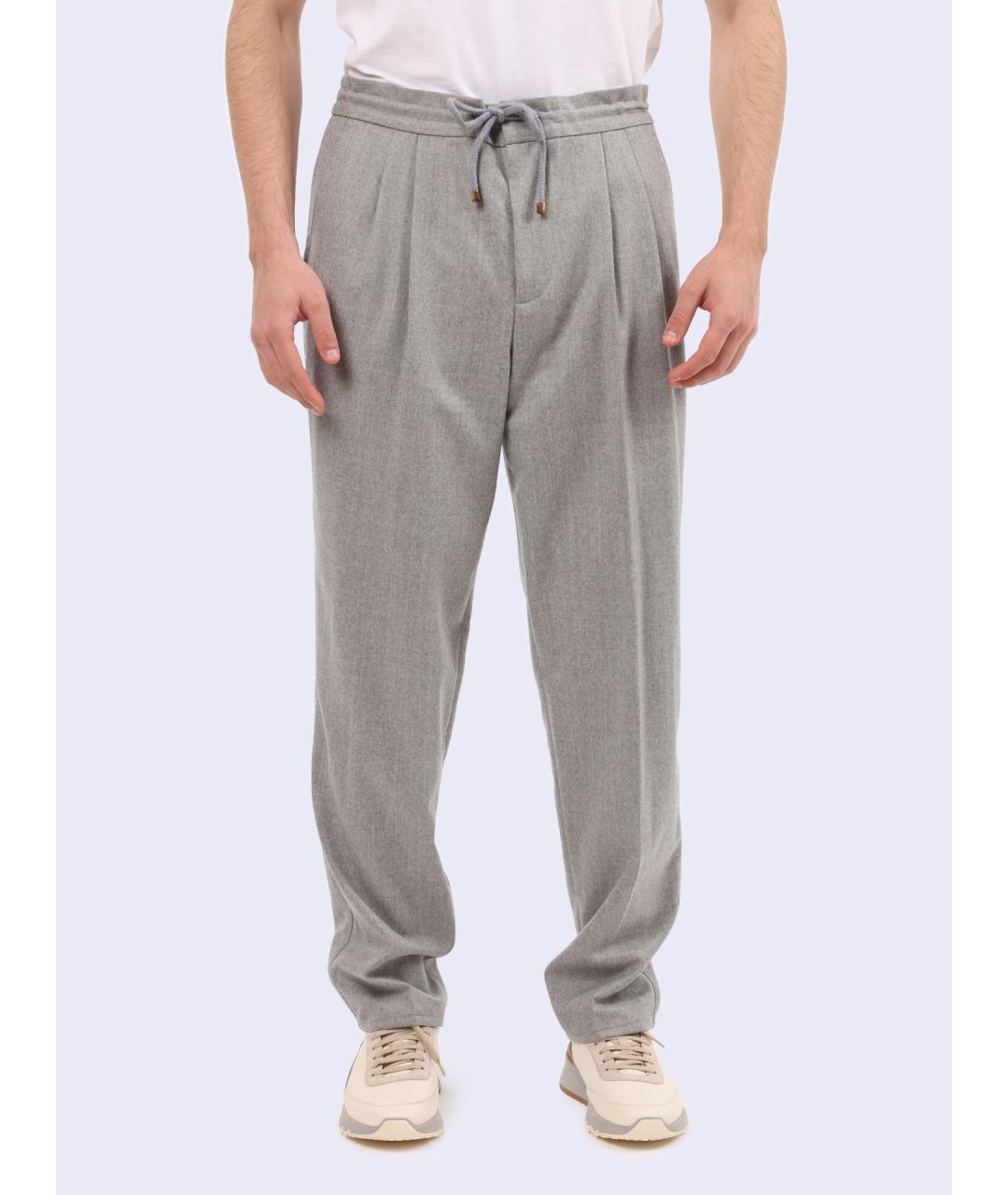 BRUNELLO CUCINELLI Серые повседневные брюки, фото 2