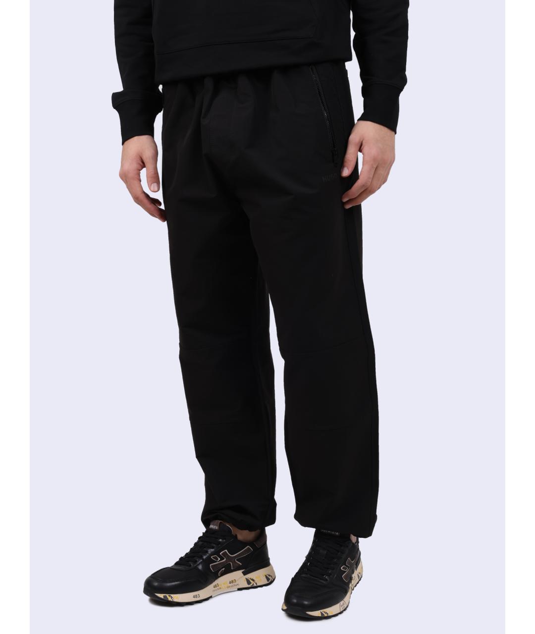 HUGO Черные полиамидовые повседневные брюки, фото 3