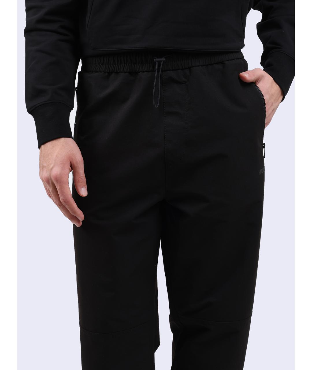 HUGO Черные полиамидовые повседневные брюки, фото 4