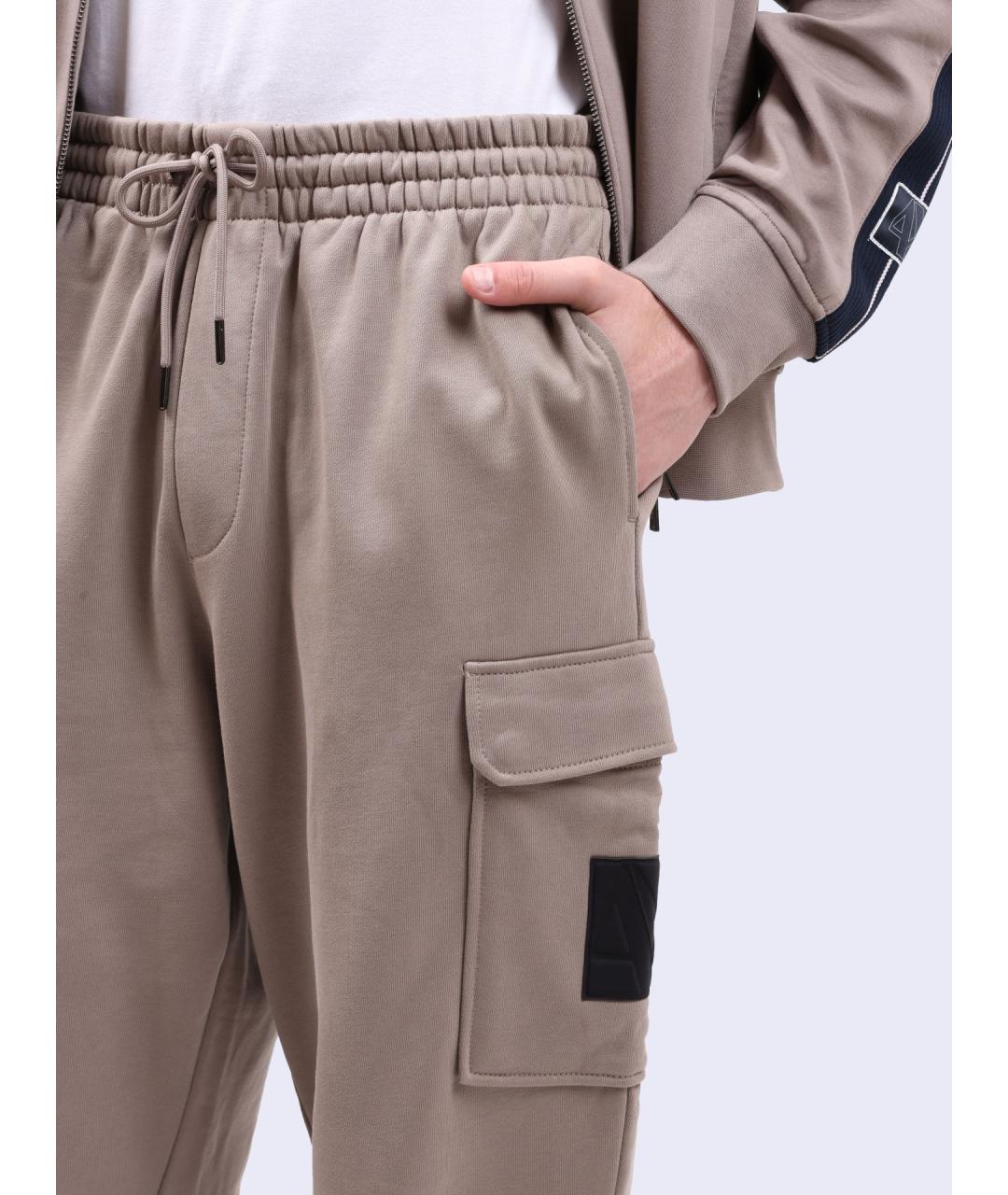 ARMANI EXCHANGE Бежевые хлопковые повседневные брюки, фото 4