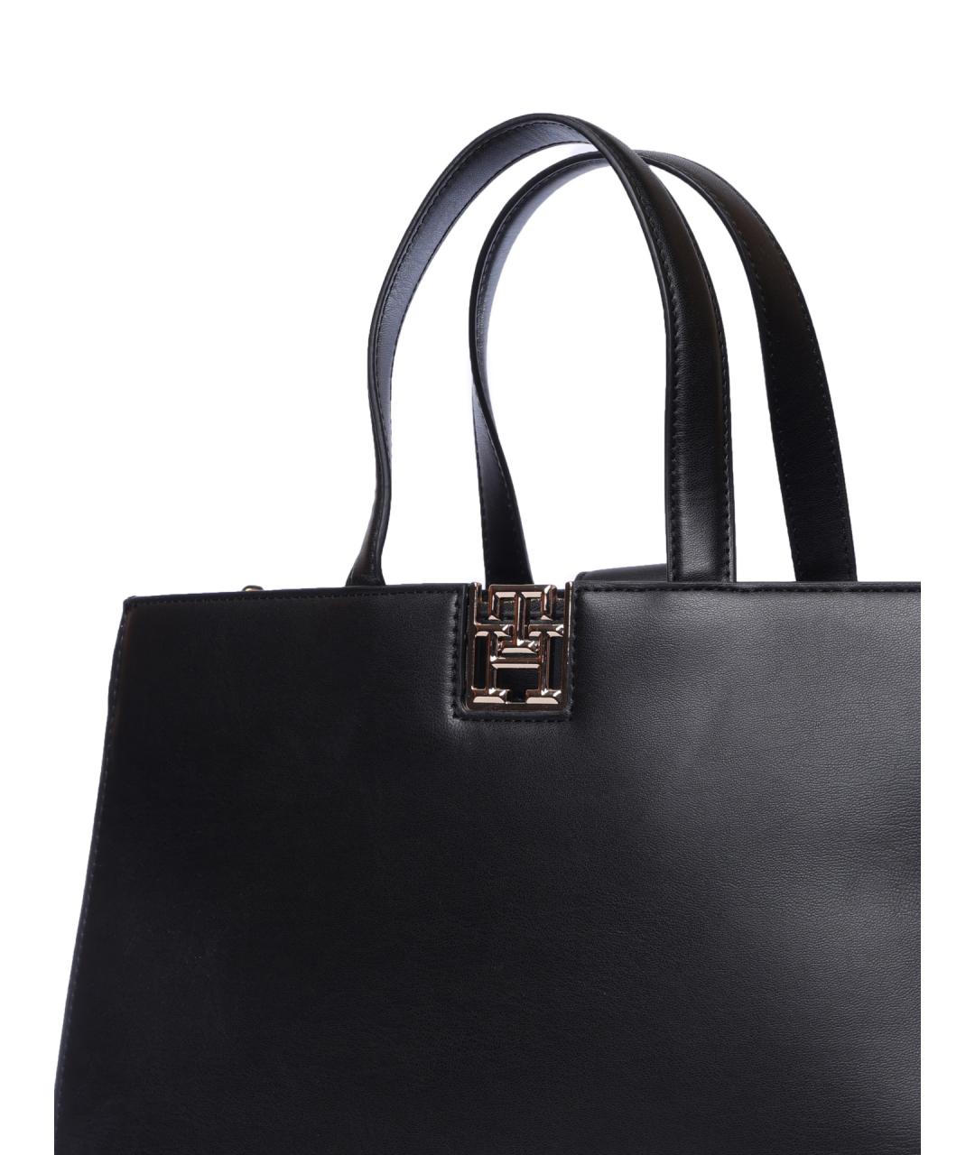 TOMMY HILFIGER Черная кожаная сумка через плечо, фото 3