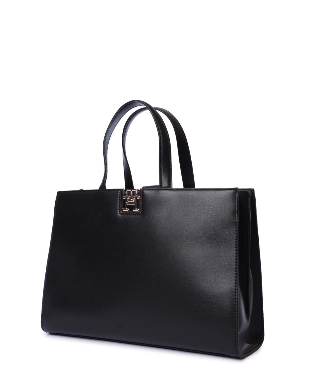 TOMMY HILFIGER Черная кожаная сумка через плечо, фото 2