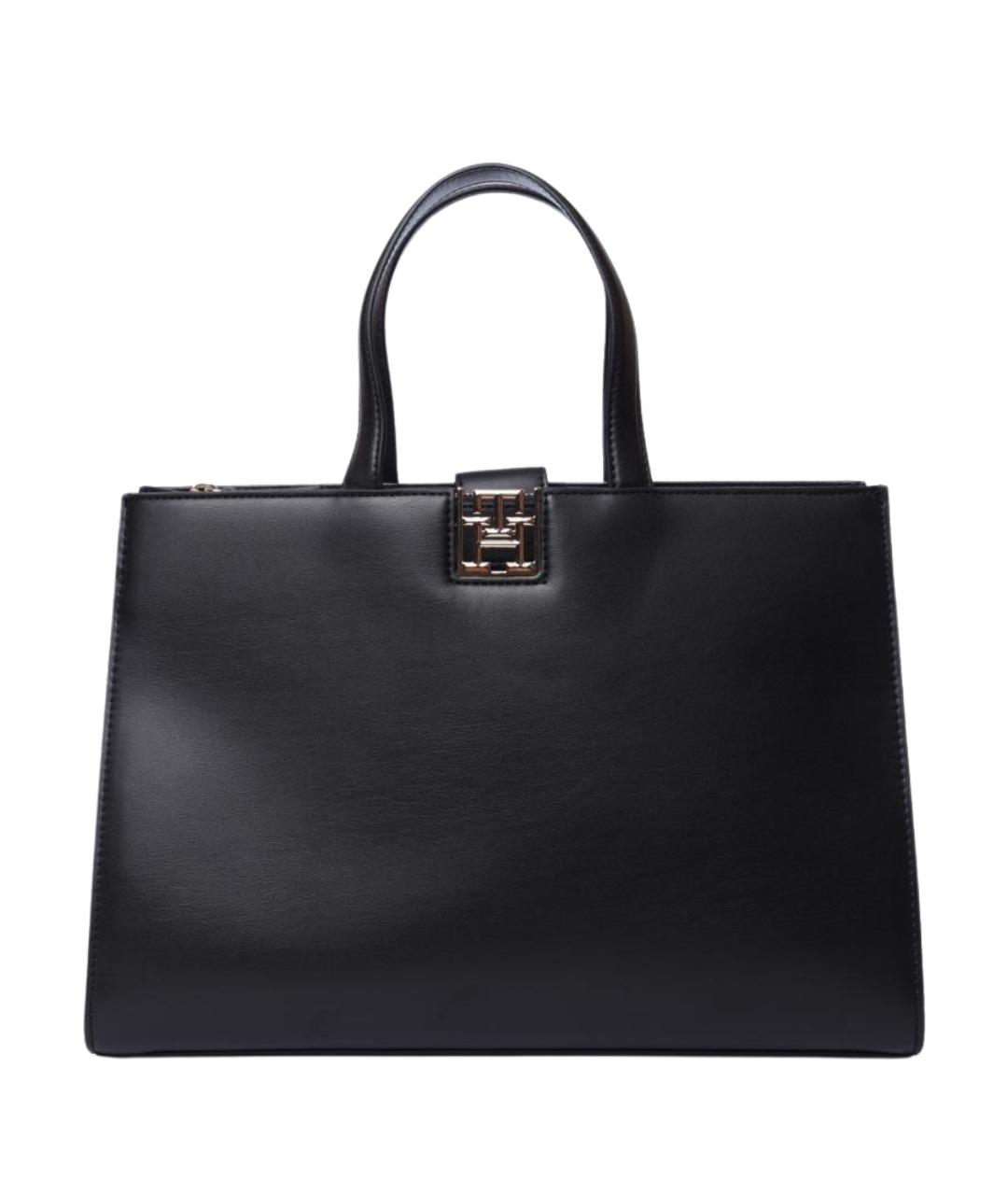 TOMMY HILFIGER Черная кожаная сумка через плечо, фото 1