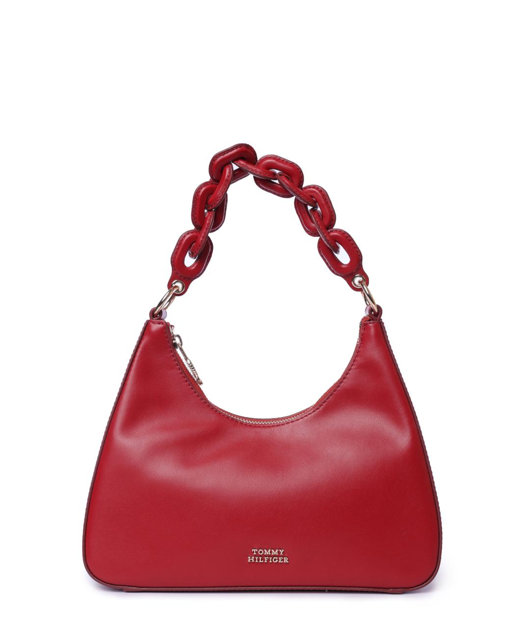 TOMMY HILFIGER Красная кожаная сумка через плечо, фото 1