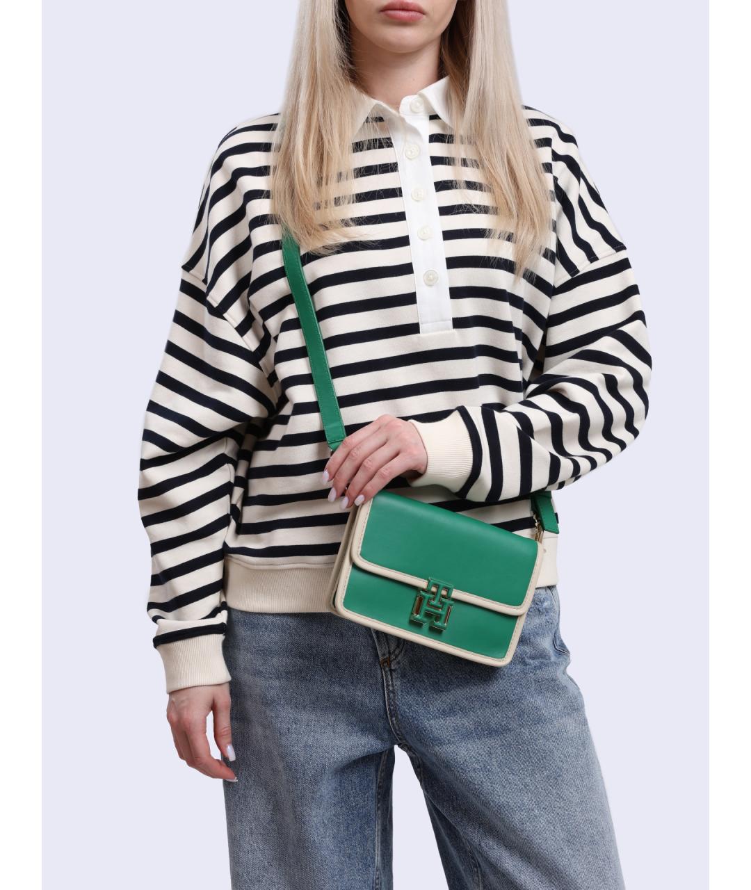 TOMMY HILFIGER Зеленая кожаная сумка через плечо, фото 5