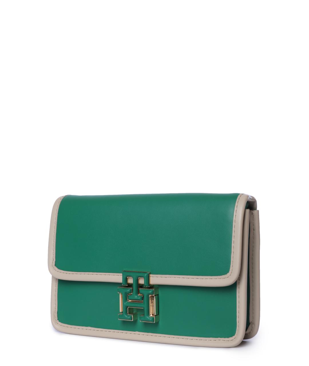 TOMMY HILFIGER Зеленая кожаная сумка через плечо, фото 2
