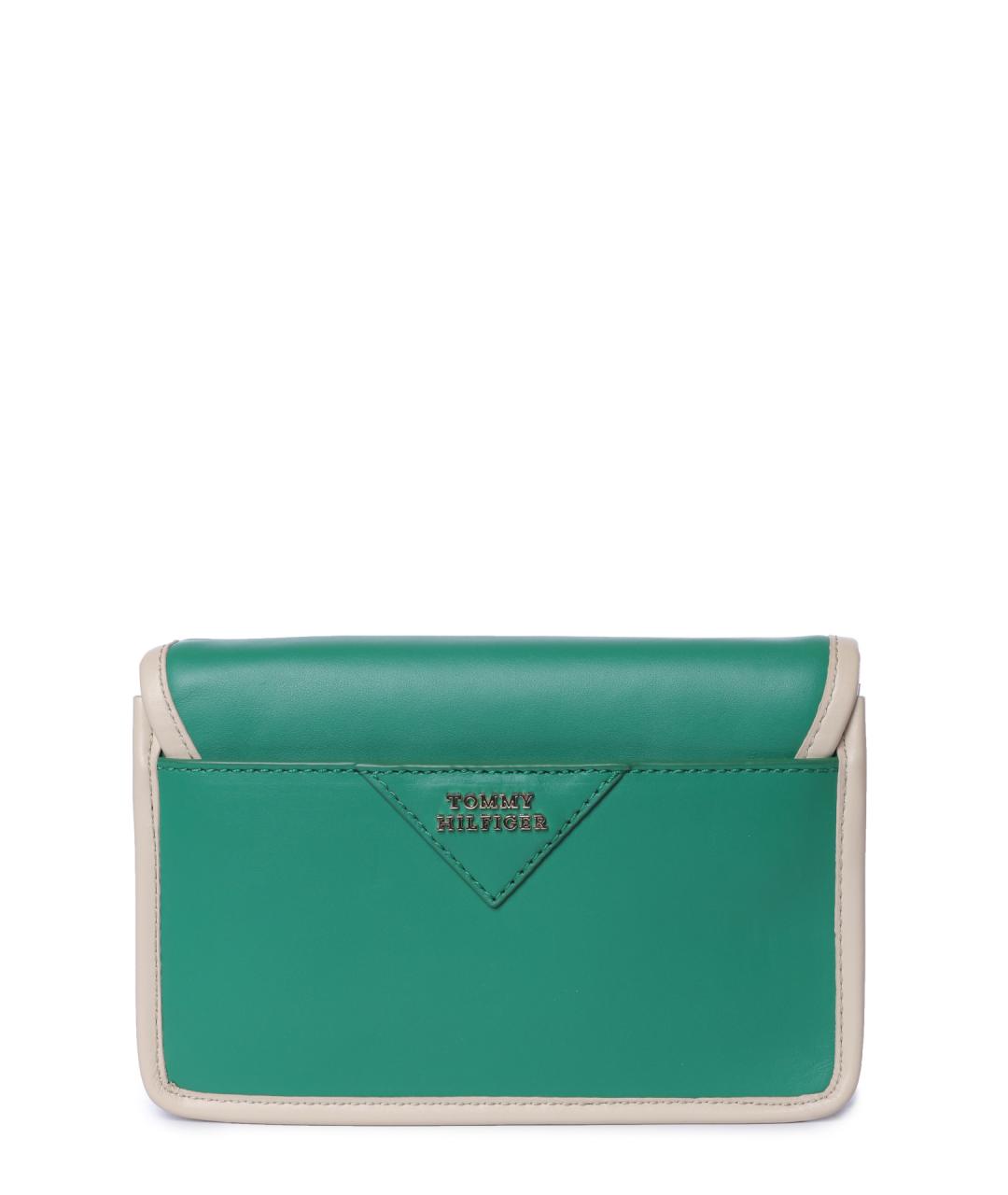 TOMMY HILFIGER Зеленая кожаная сумка через плечо, фото 3