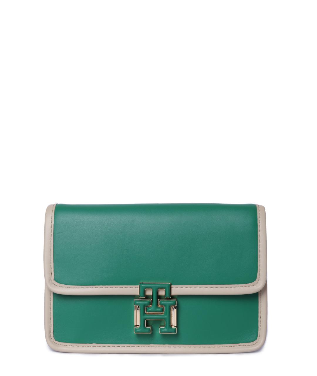 TOMMY HILFIGER Зеленая кожаная сумка через плечо, фото 1