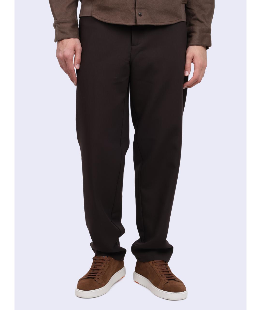 EMPORIO ARMANI Коричневые полиэстеровые повседневные брюки, фото 6