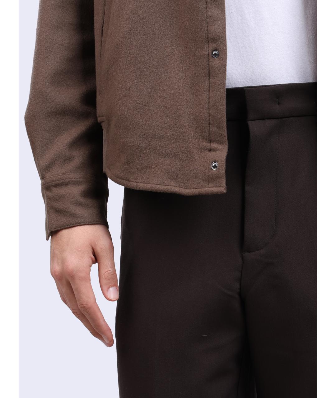EMPORIO ARMANI Коричневые полиэстеровые повседневные брюки, фото 4