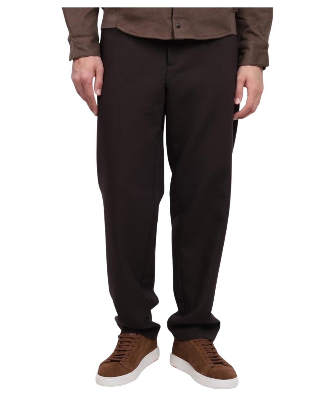 EMPORIO ARMANI Коричневые полиэстеровые повседневные брюки, фото 1