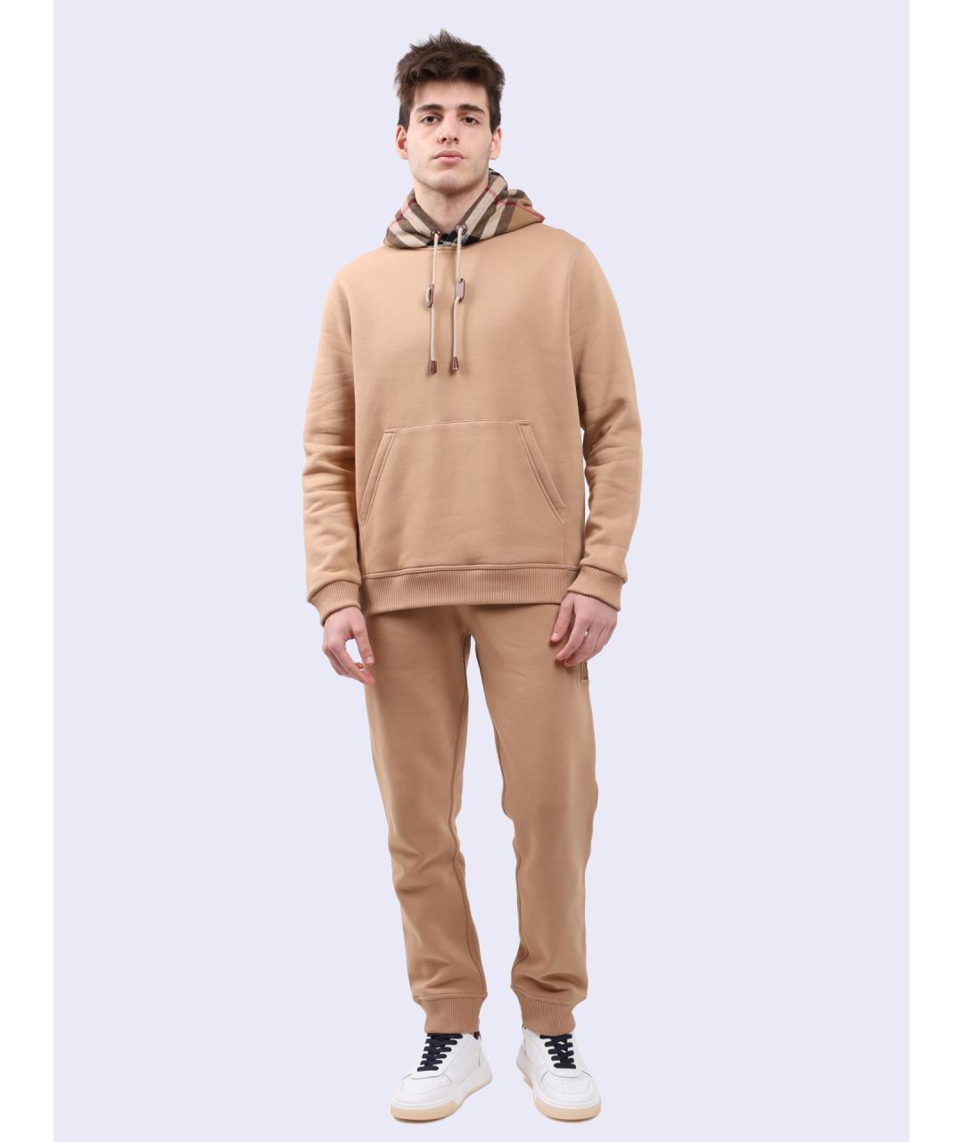 BURBERRY Бежевые хлопковые повседневные брюки, фото 2