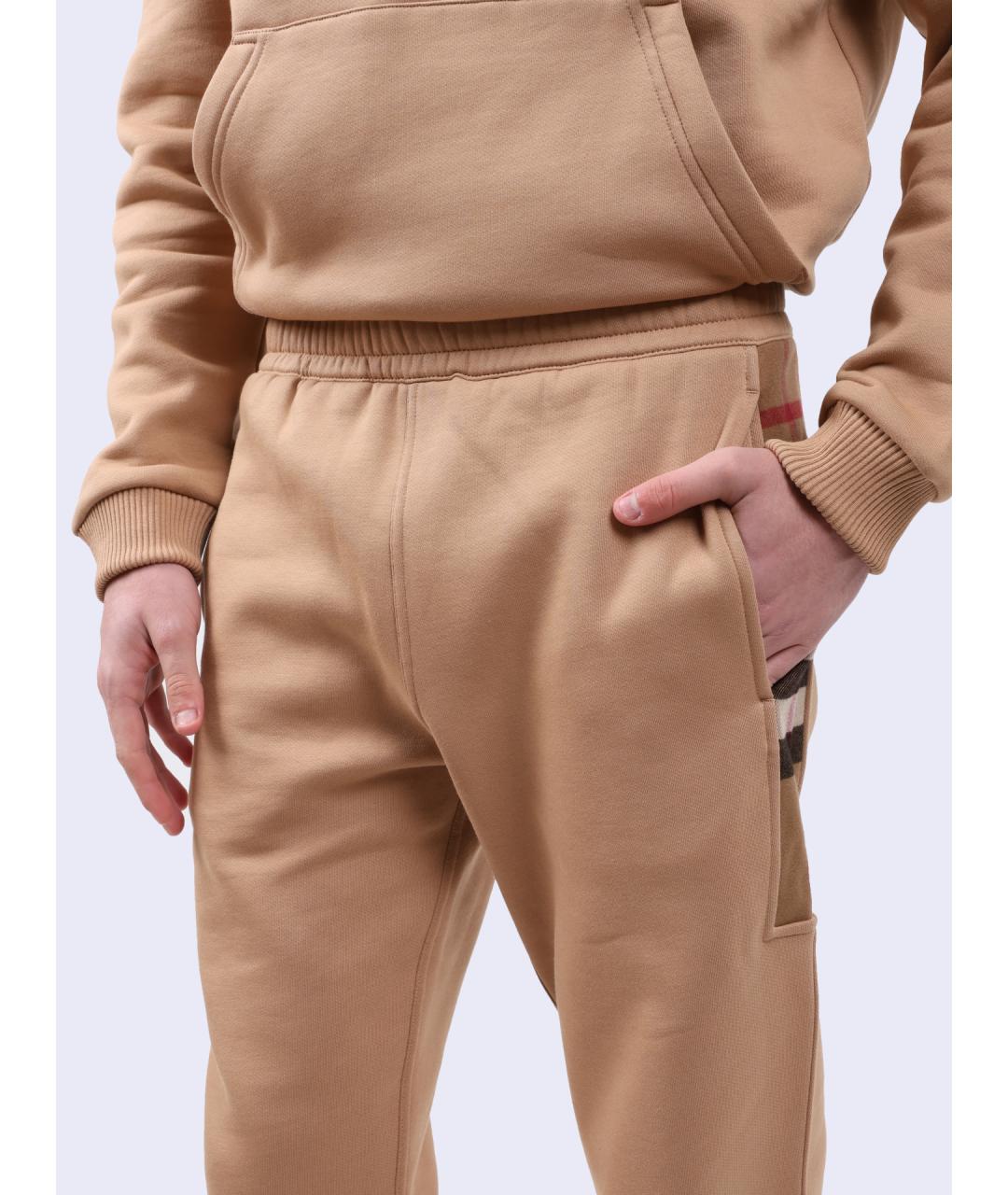 BURBERRY Бежевые хлопковые повседневные брюки, фото 4