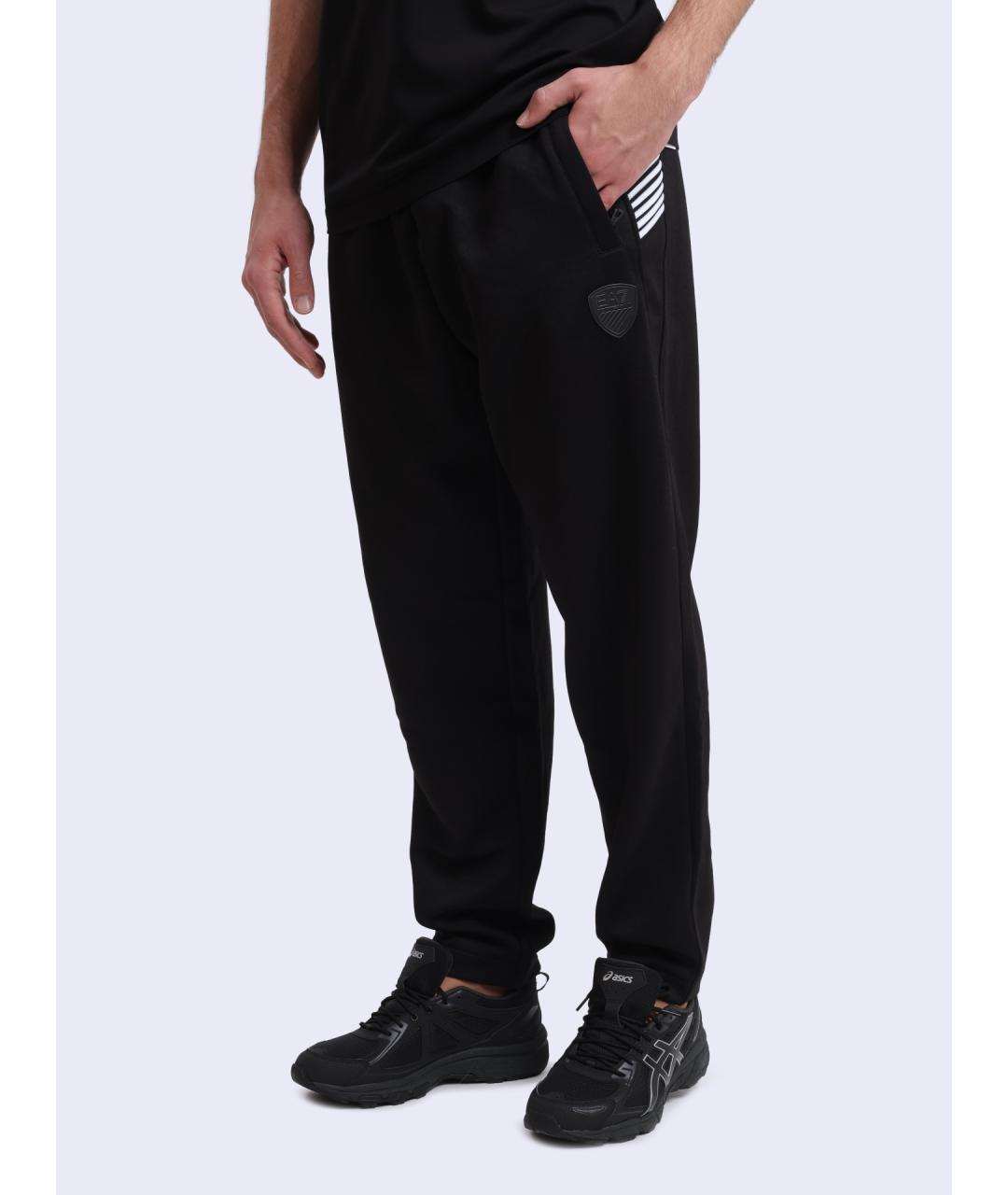 EA7 Черные хлопковые повседневные брюки, фото 3