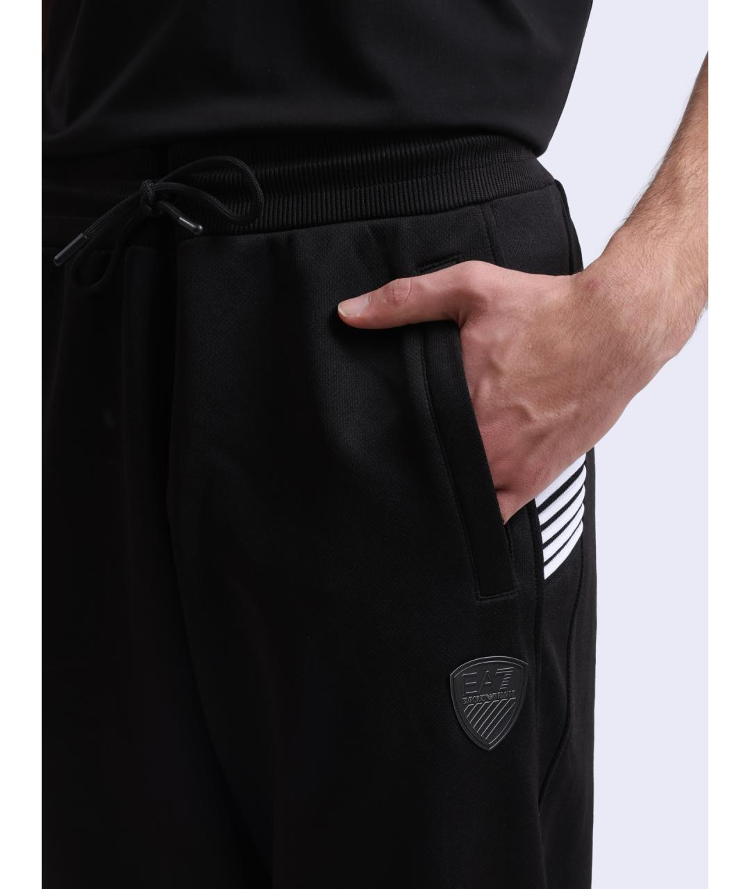 EA7 Черные хлопковые повседневные брюки, фото 4
