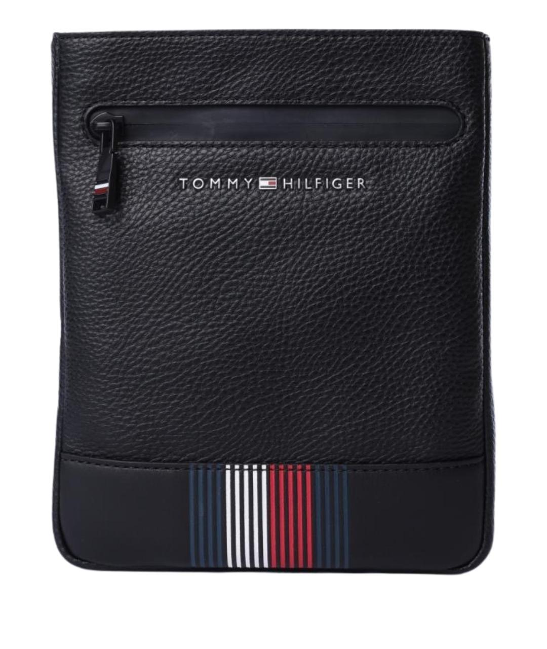 TOMMY HILFIGER Черная кожаная сумка на плечо, фото 1
