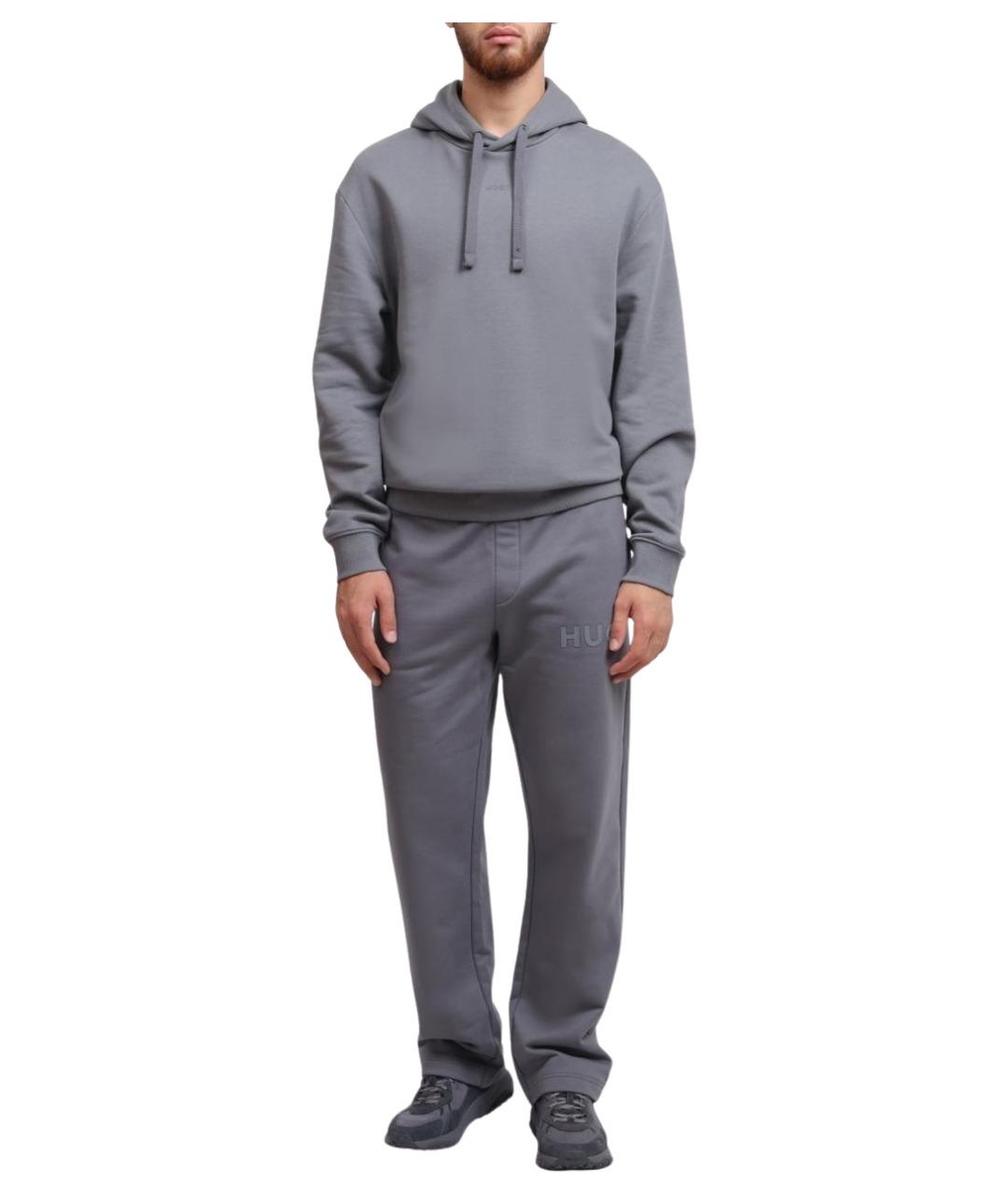 HUGO Серые хлопковые повседневные брюки, фото 2