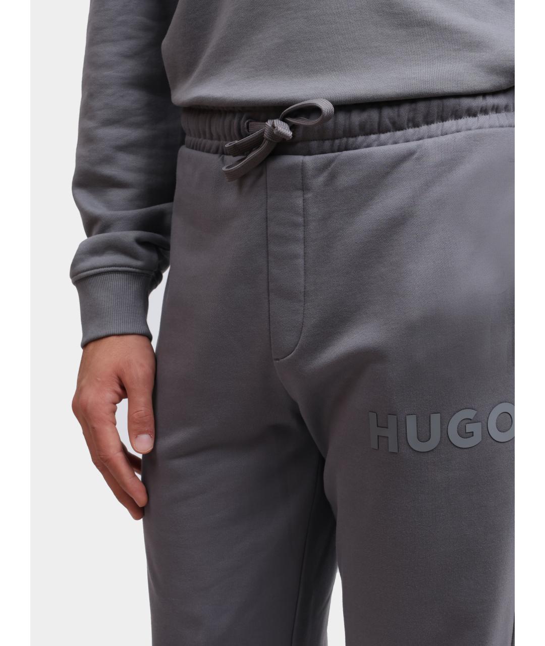 HUGO Серые хлопковые повседневные брюки, фото 4