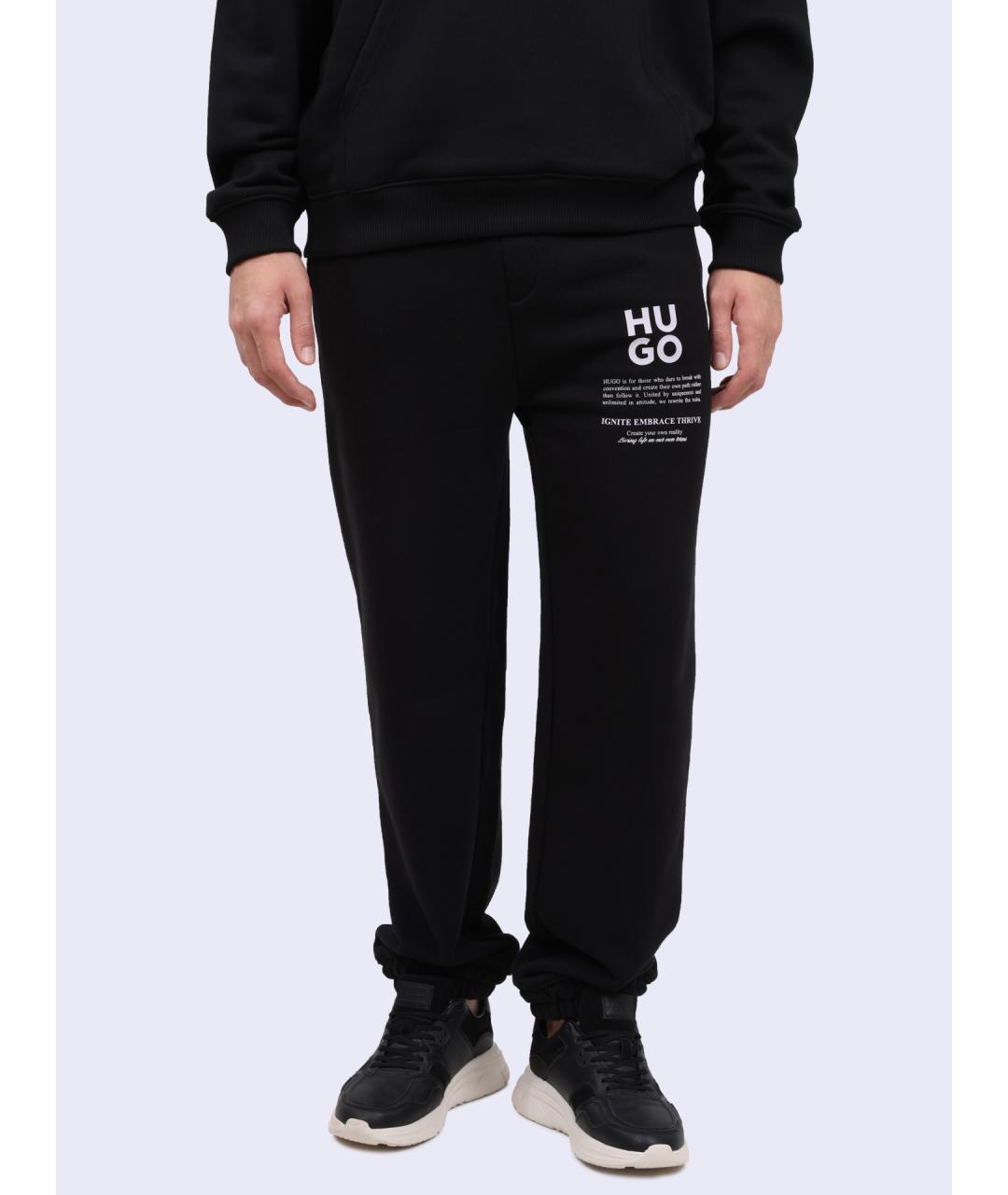 HUGO Черные хлопковые повседневные брюки, фото 6