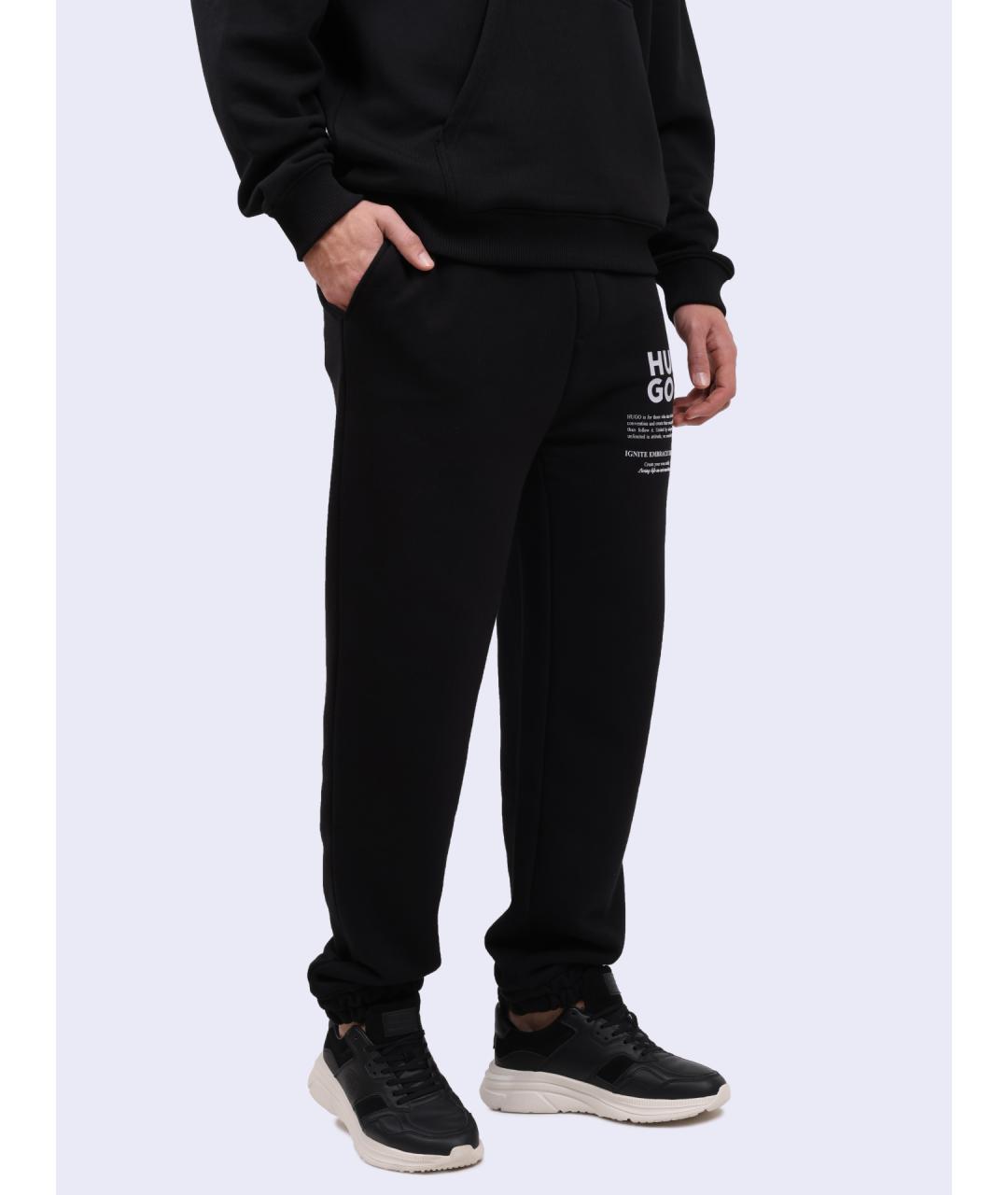 HUGO Черные хлопковые повседневные брюки, фото 3