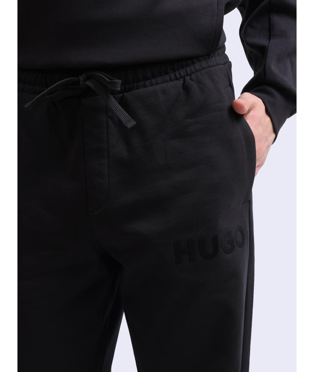 HUGO Черные хлопковые повседневные брюки, фото 4