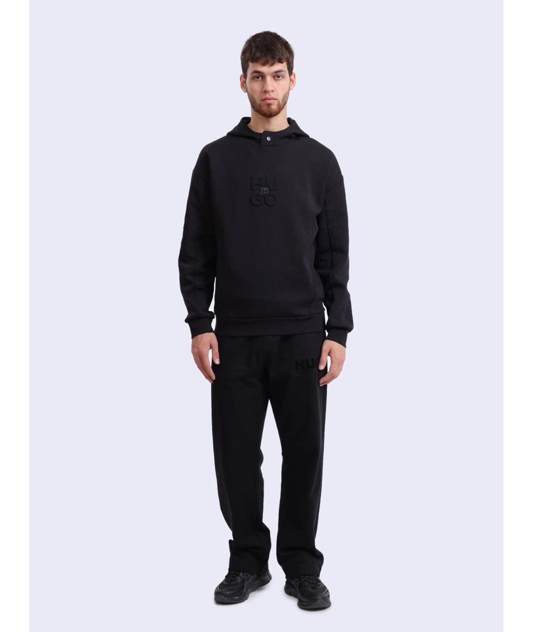 HUGO Черные хлопковые повседневные брюки, фото 2