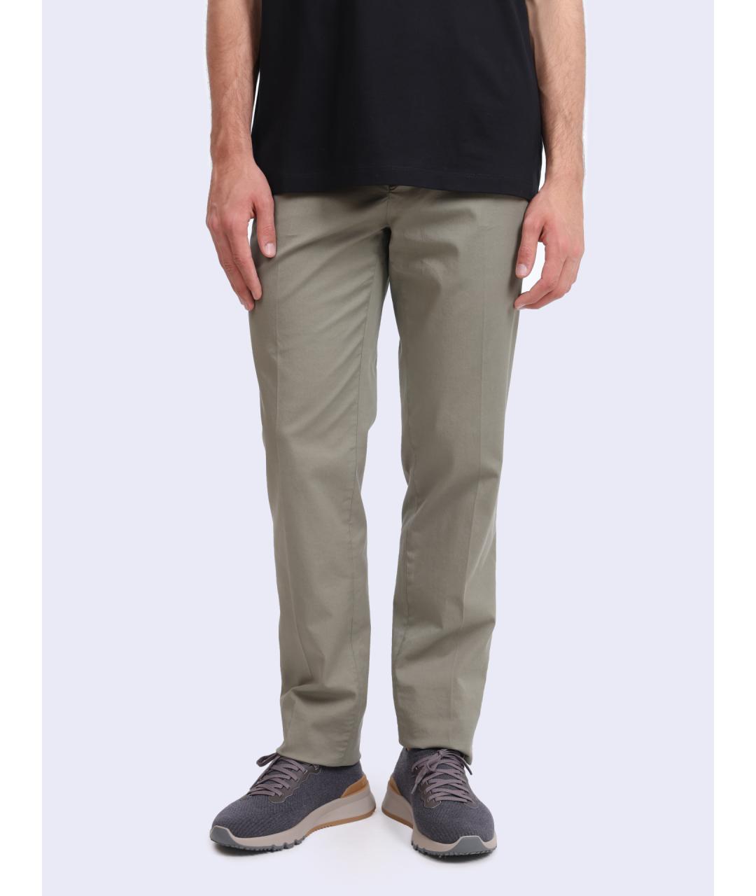 BRUNELLO CUCINELLI Зеленые хлопковые повседневные брюки, фото 6