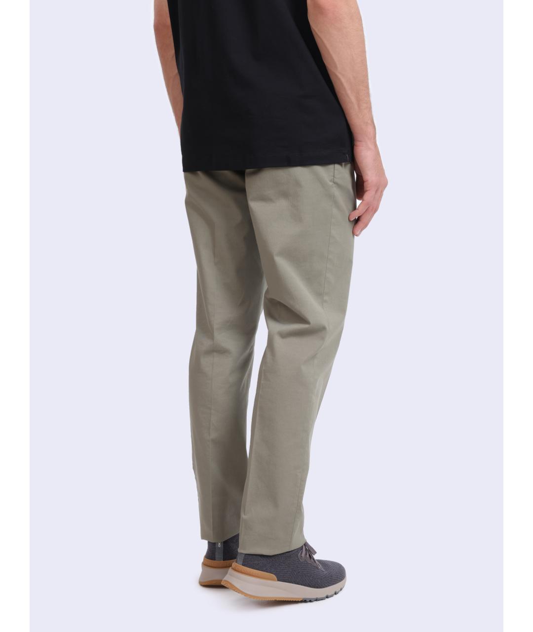 BRUNELLO CUCINELLI Зеленые хлопковые повседневные брюки, фото 5