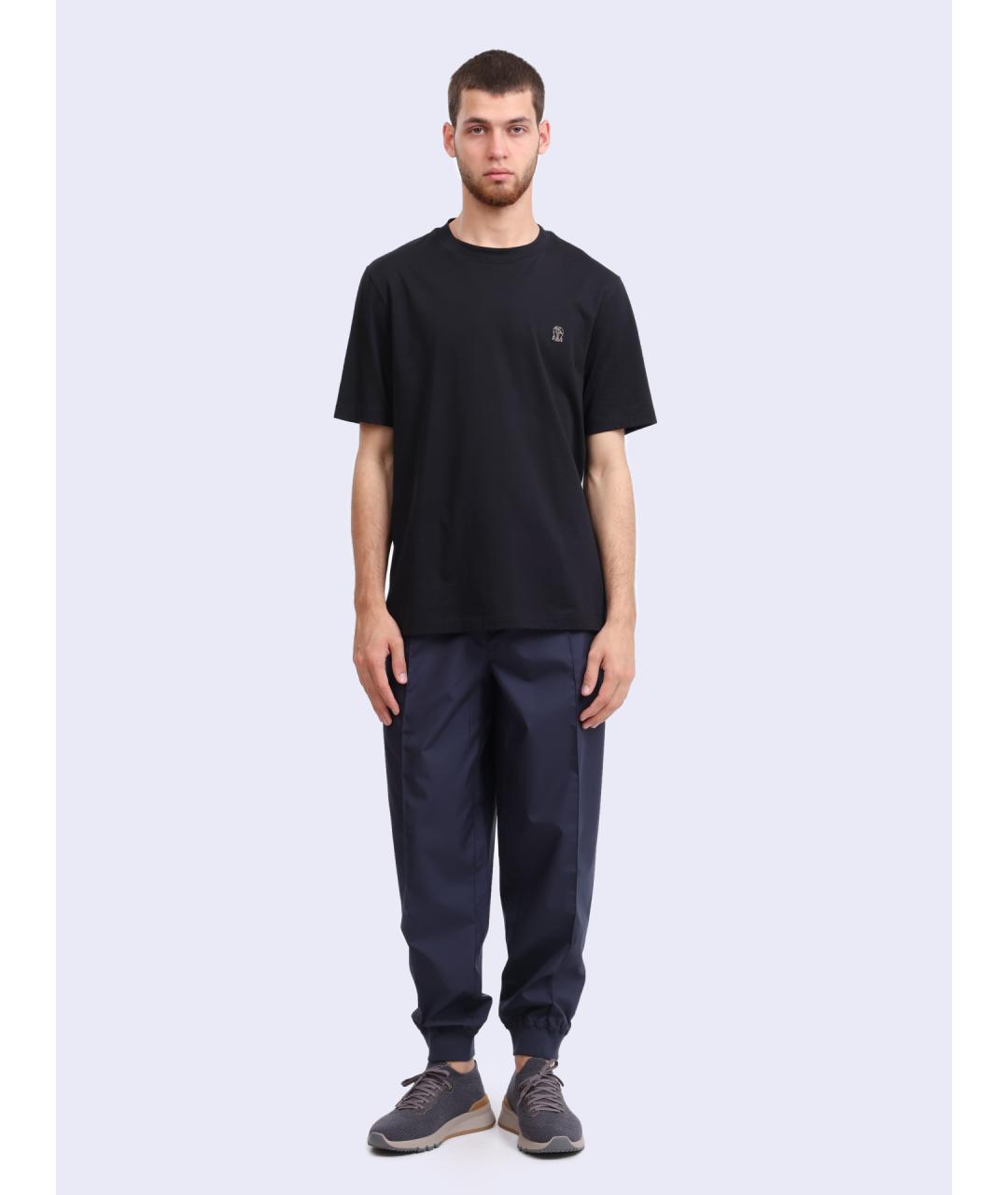 BRUNELLO CUCINELLI Темно-синие повседневные брюки, фото 2